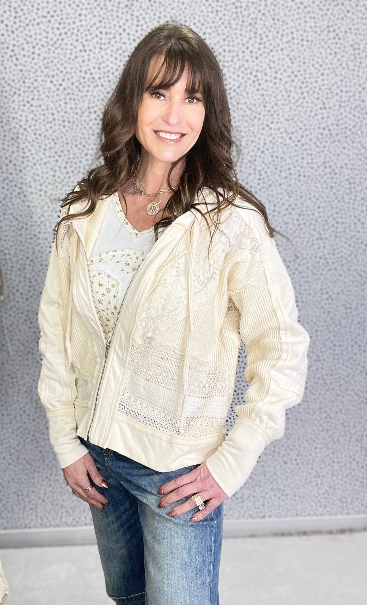Oli & Hali Delicate Dreams Washed Zip Up Jacket in 2 Colors
