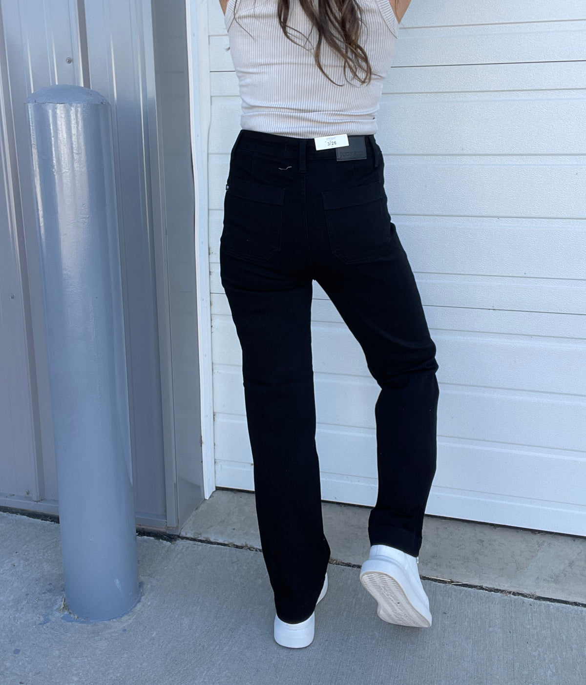 Judy Blue Ashton Black Front Patch Pocket Straight Leg Jean 827
