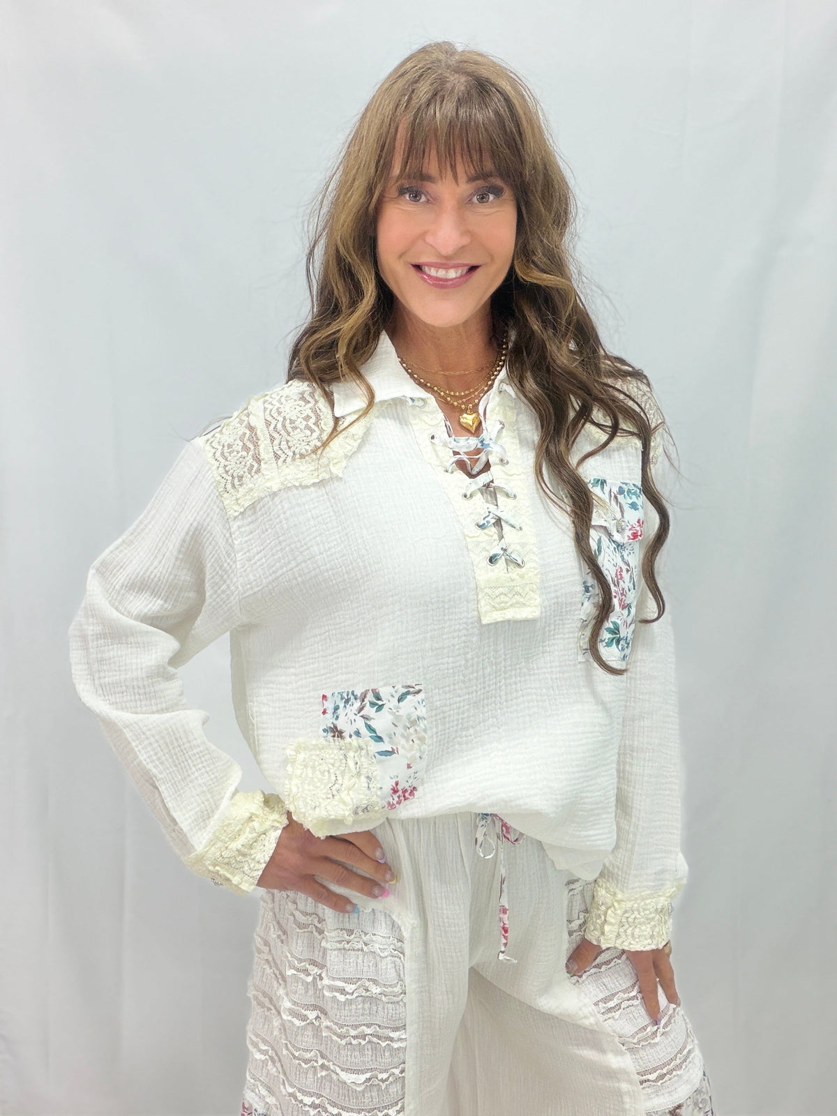 Pol Lace Meadow Patchwork Top