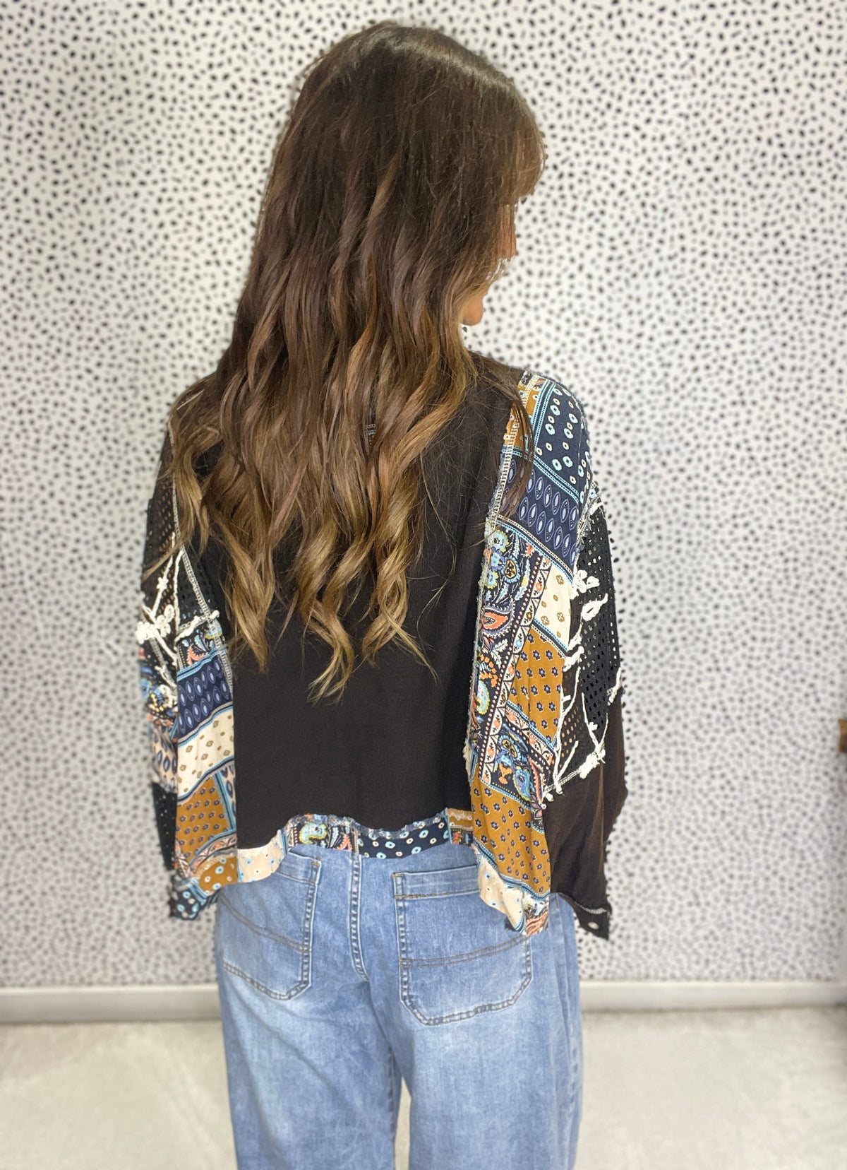 Pol Round Neck Balloon Sleeve Top
