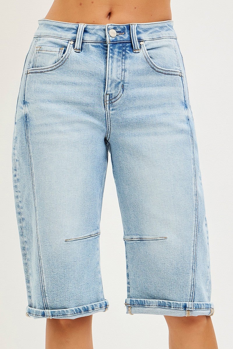 Risen Melissa Slouchy Barrel Shorts In Light
