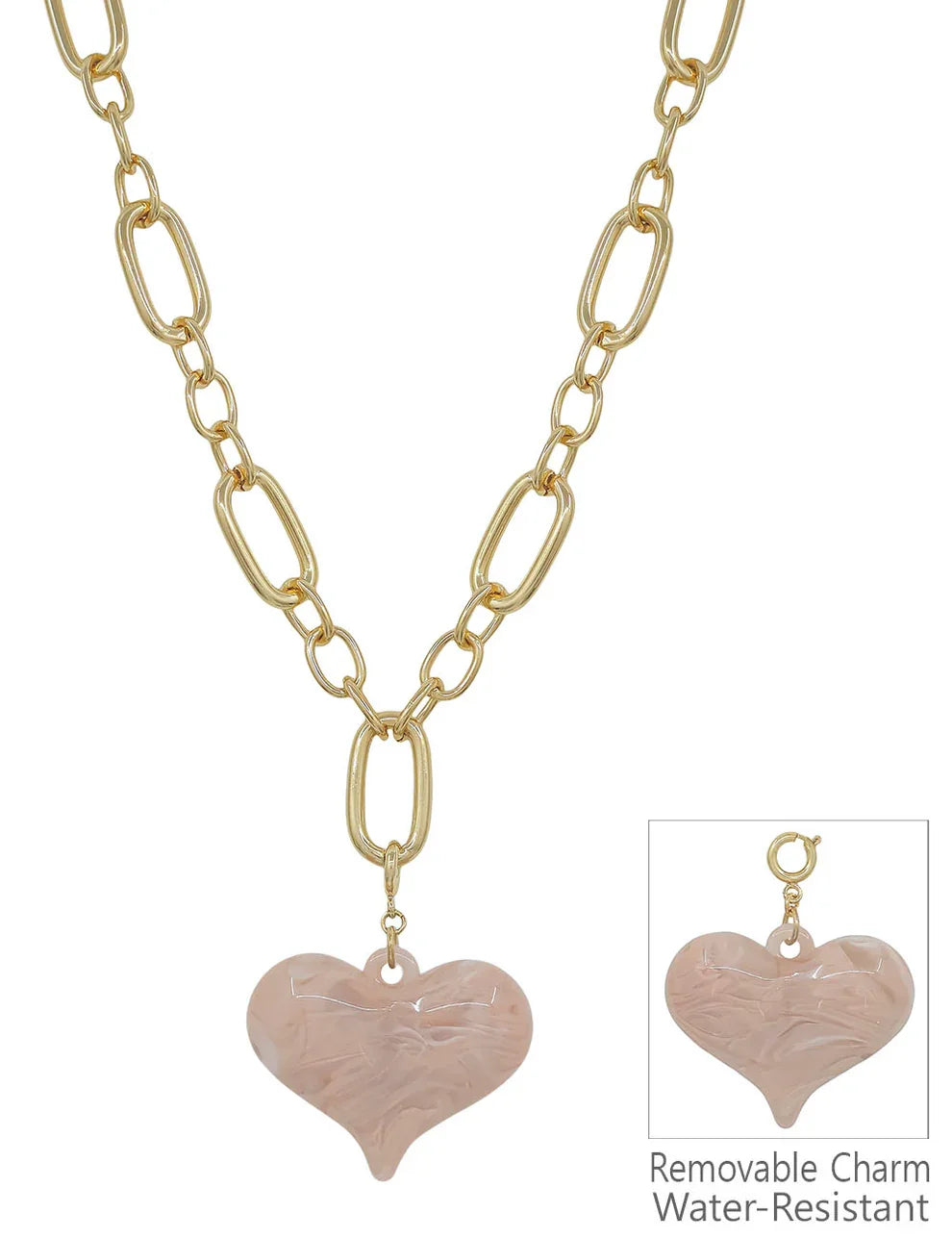 Don't Blame Me Heart Pendant Necklace In Pink *Final Sale*