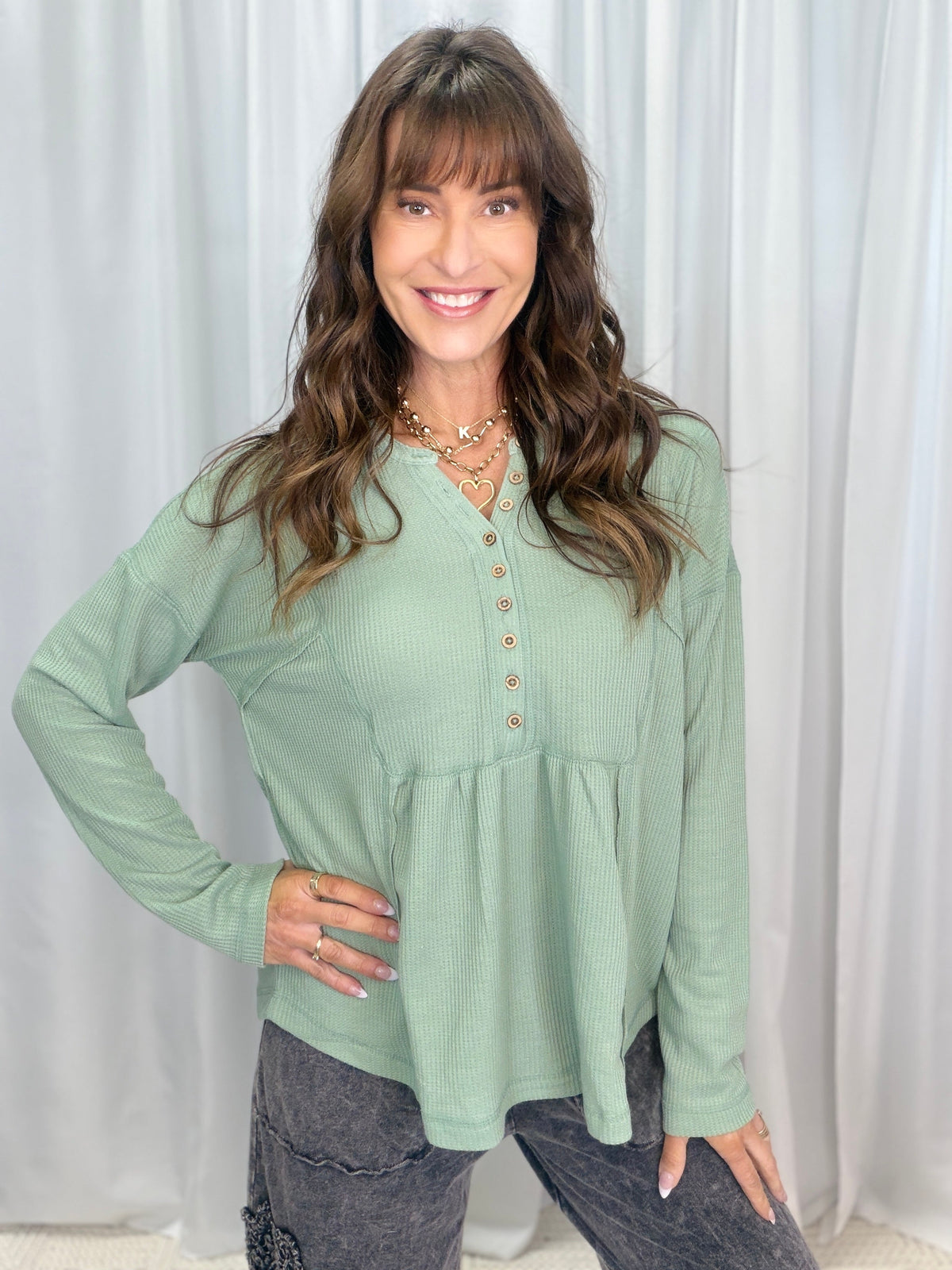 Henley Button Front Casual Days Top In Multiple Colors *Final Sale*