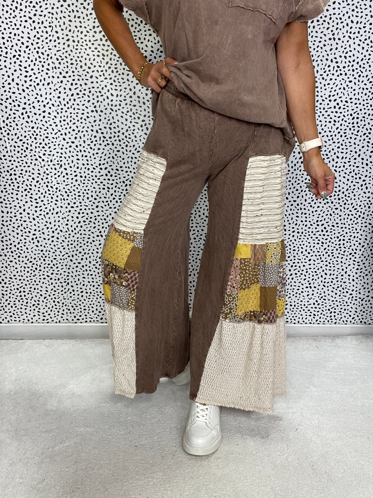 Risky Business Patchwork Boho Tiered Pants In 2 Colors