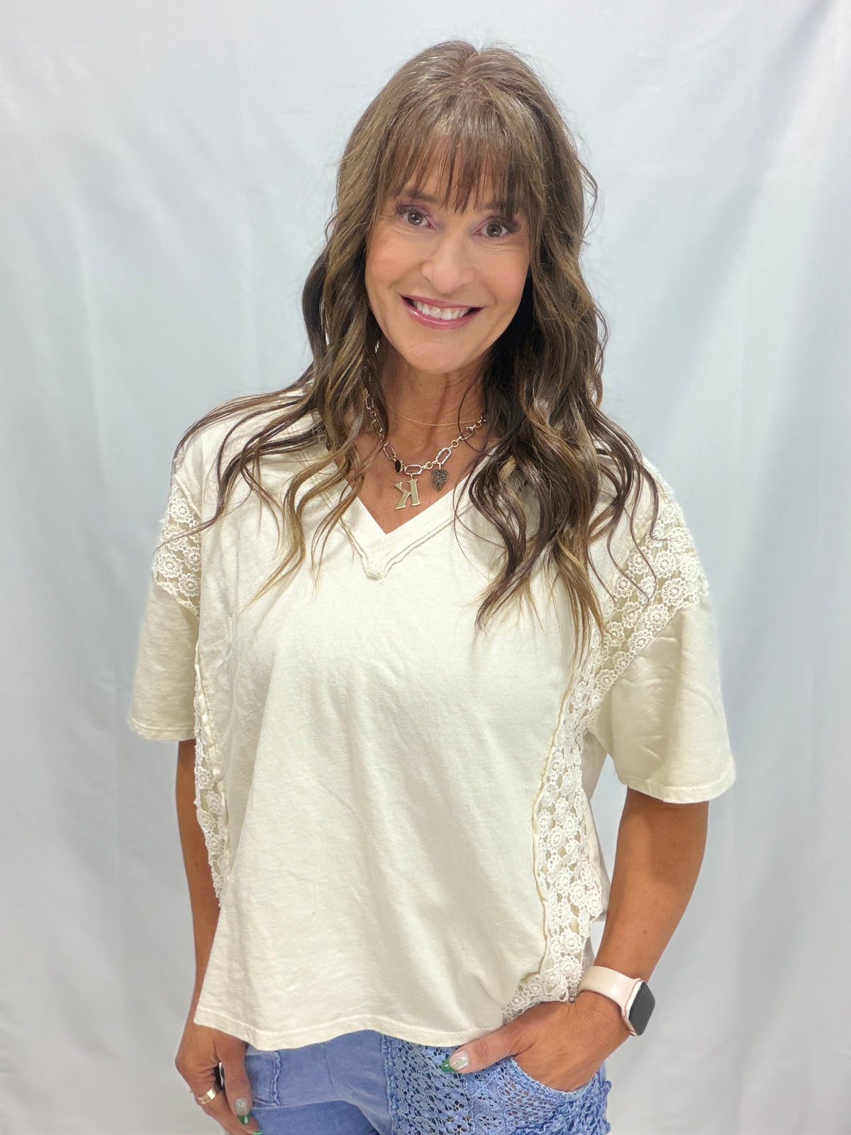 Run Out Of Time Daisy Trim V-Neck Top In 5 Colors