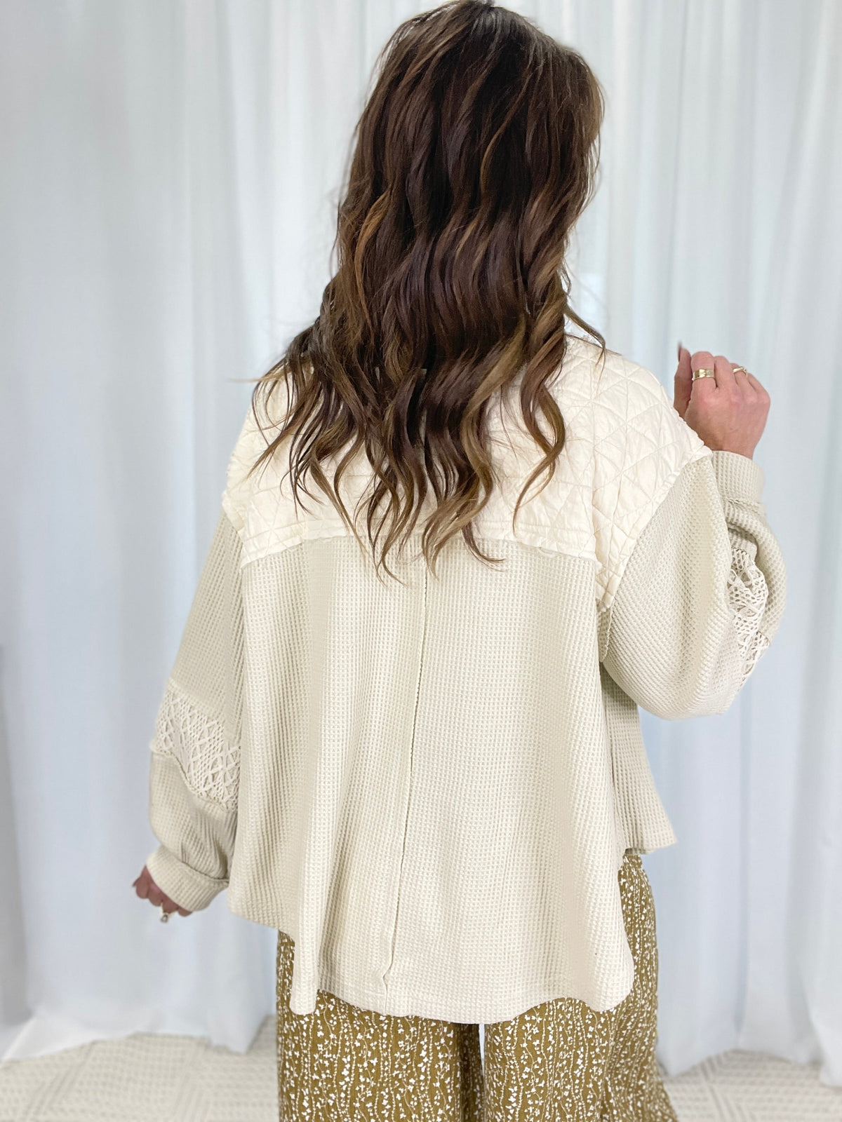 Quilted Charm Crochet Long Sleeve in 2 Colors *Final Sale*