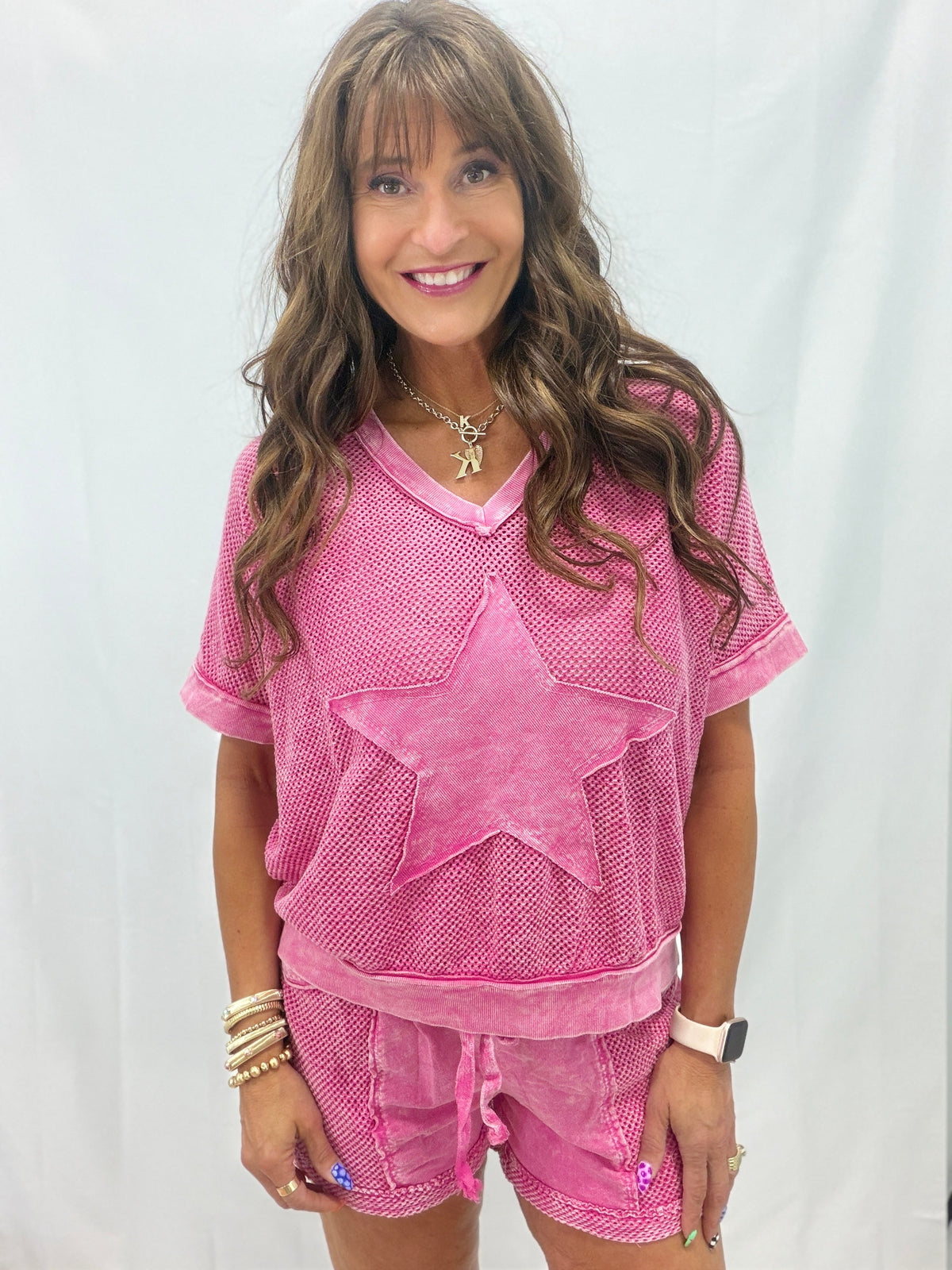 Forever Fun Star Patch Mesh Top In 5 Colors
