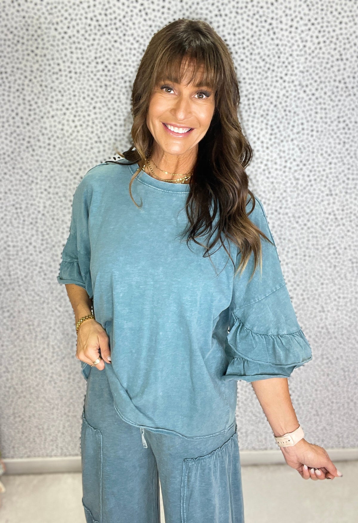 Breeze Ruffle Mineral Wash Top in 3 Colors