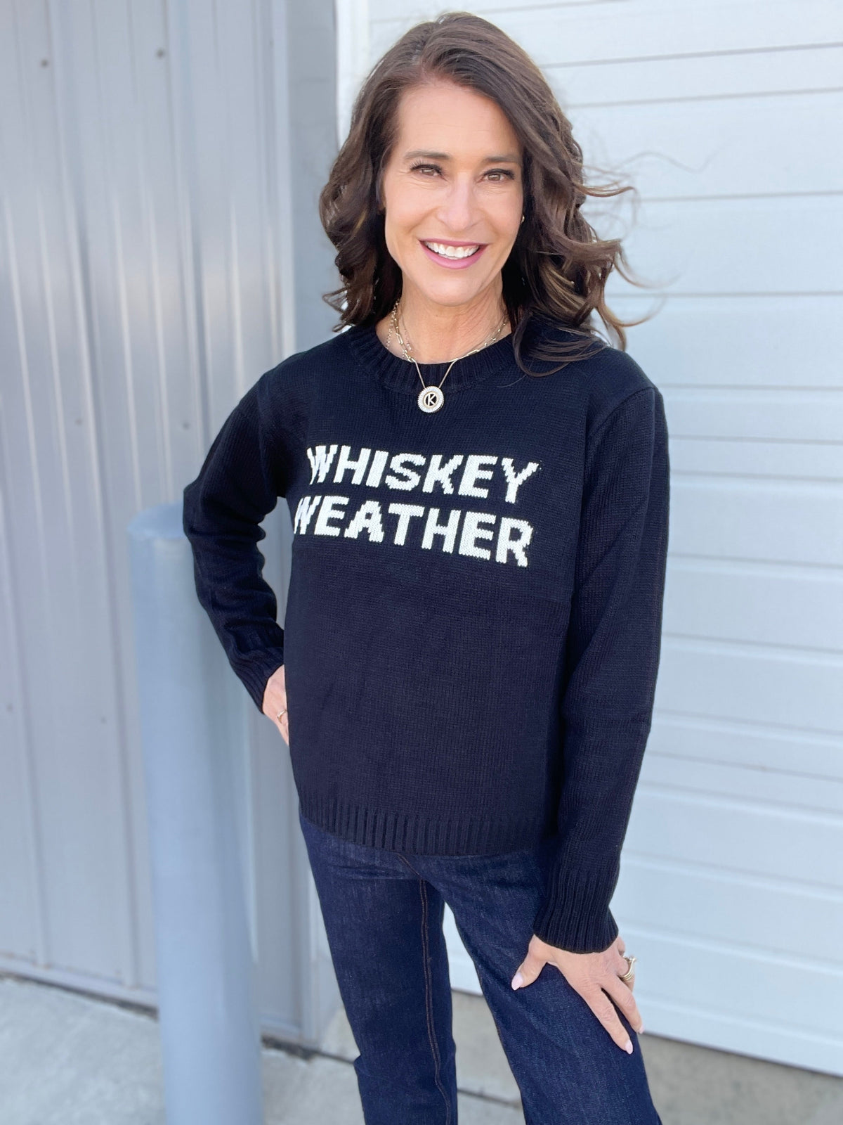 Black Whiskey Weather Sweater
