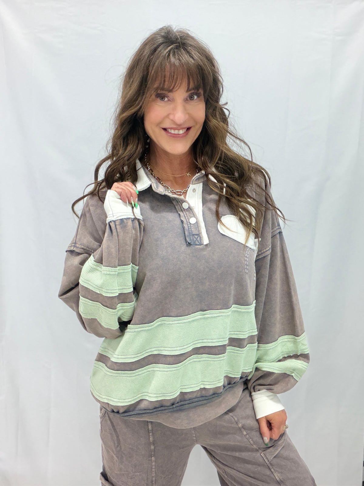 Oli & Hali All Hearts Rugby Long Sleeve Top In 2 Colors