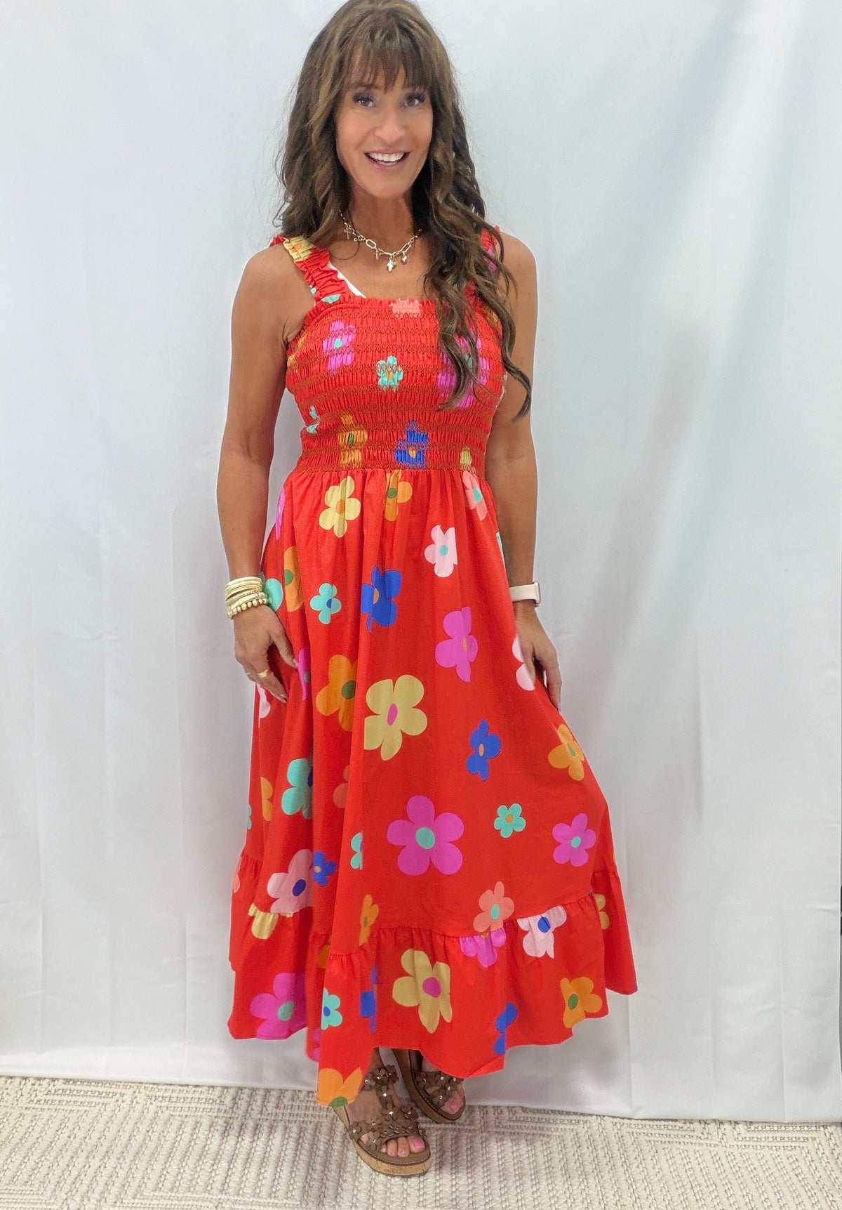 Colorful Days Ruffle Bottom Maxi Dress In 2 Colors