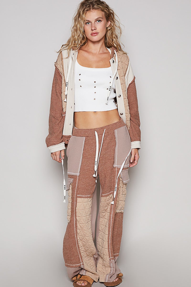 POL See It Through Relaxed Fit Rib And Quilted Pants In 3 Colors *Final Sale*