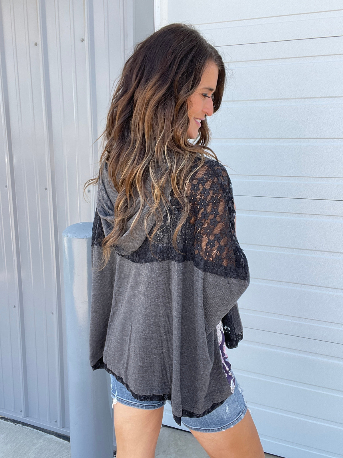 Pol Peace Be With You Short Sleeve Hoodie Top In 6 Colors: Ivory, Charcoal, Pink, Sage, Peach, Aqua *Final Sale*
