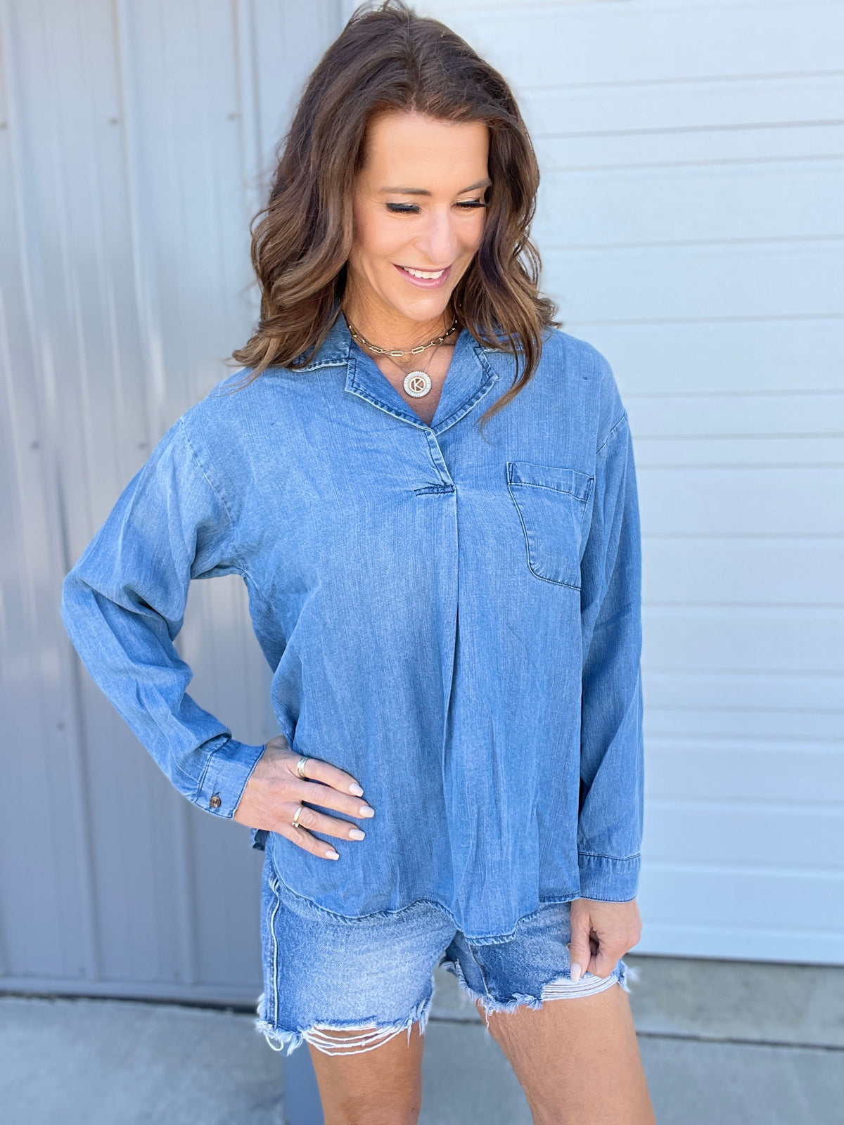 Make The Change Denim Top In 2 Colors: Dark, Washed *Final Sale*