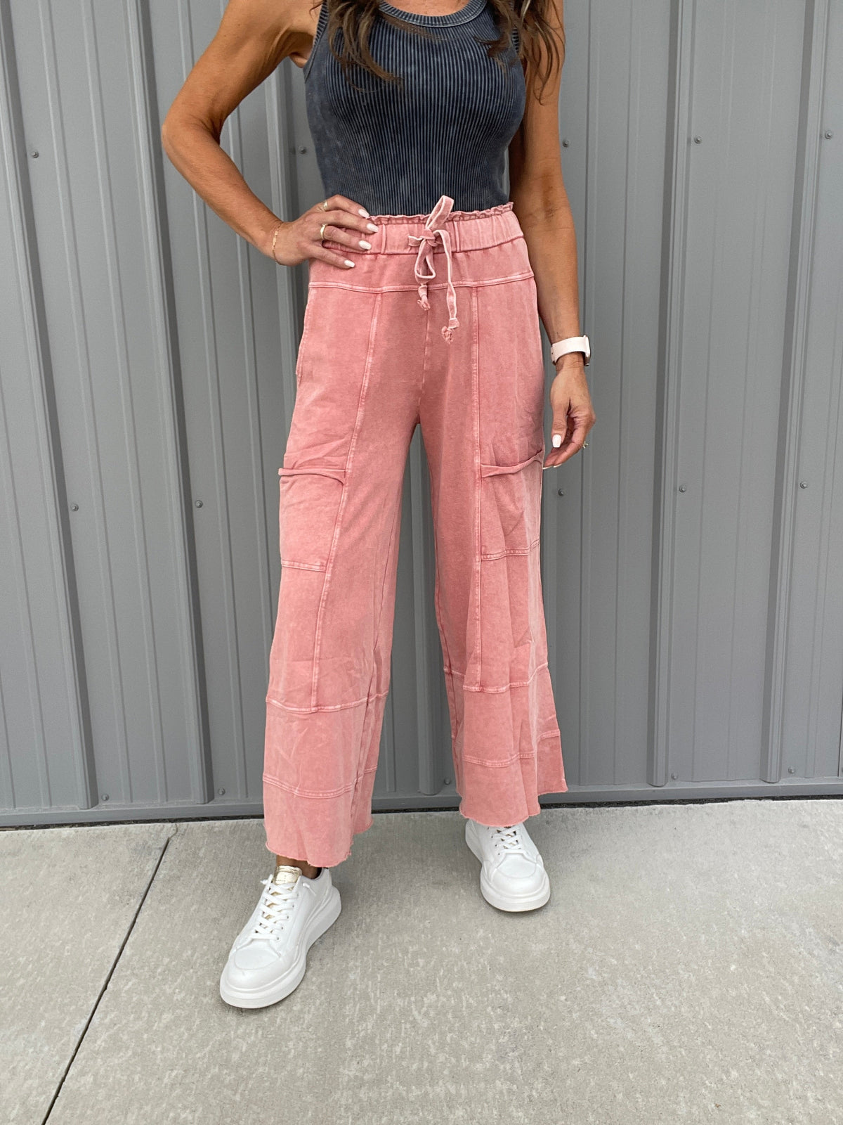 Get Going Mineral Washed Knit Crop Pants In 11 Colors *Final Sale*