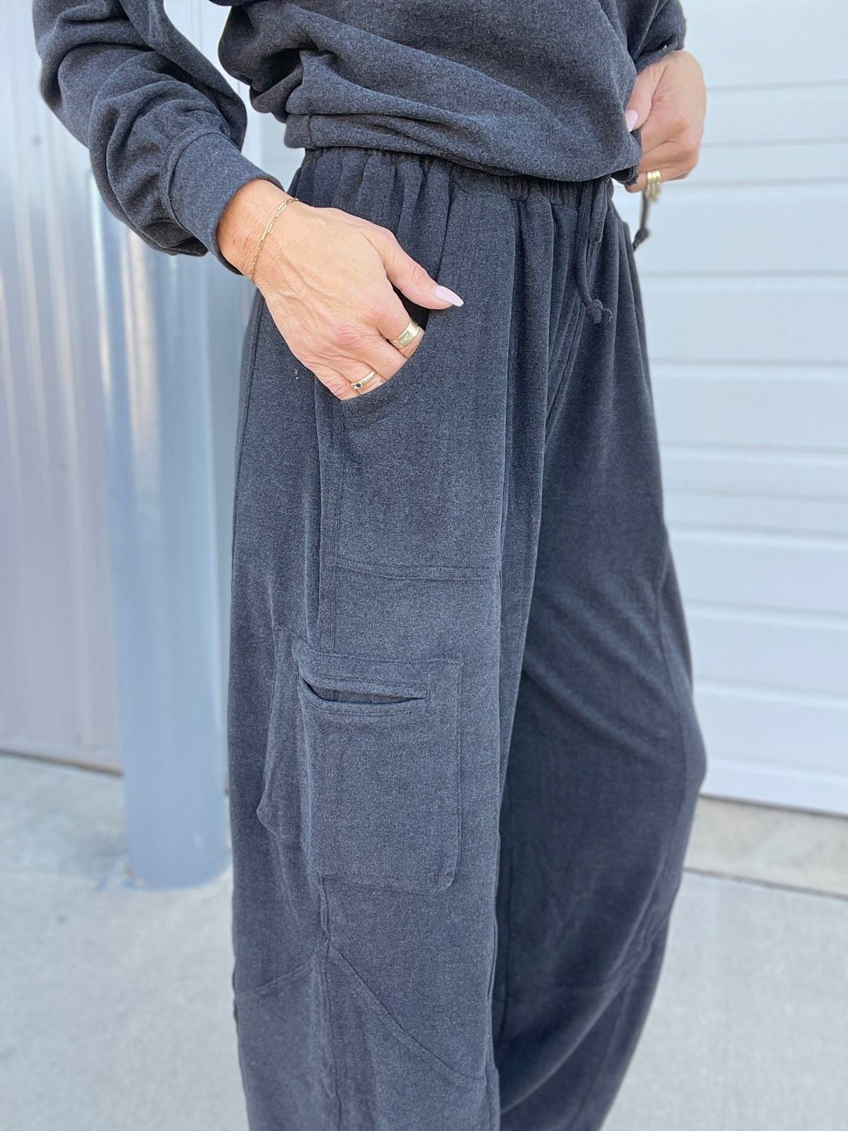 Everytime Brushed Hacci Pants In 3 Colors: Charcoal, Cinnamon, Teal *Final Sale*