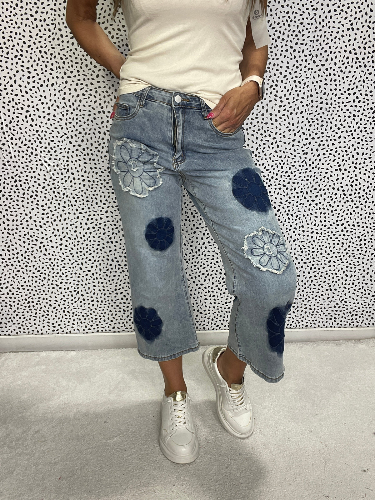 Petal Power Flower Patch Jeans In Denim *Final Sale*