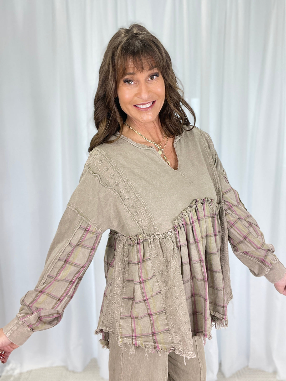 Meadow Drift Plaid Tunic *Final Sale*