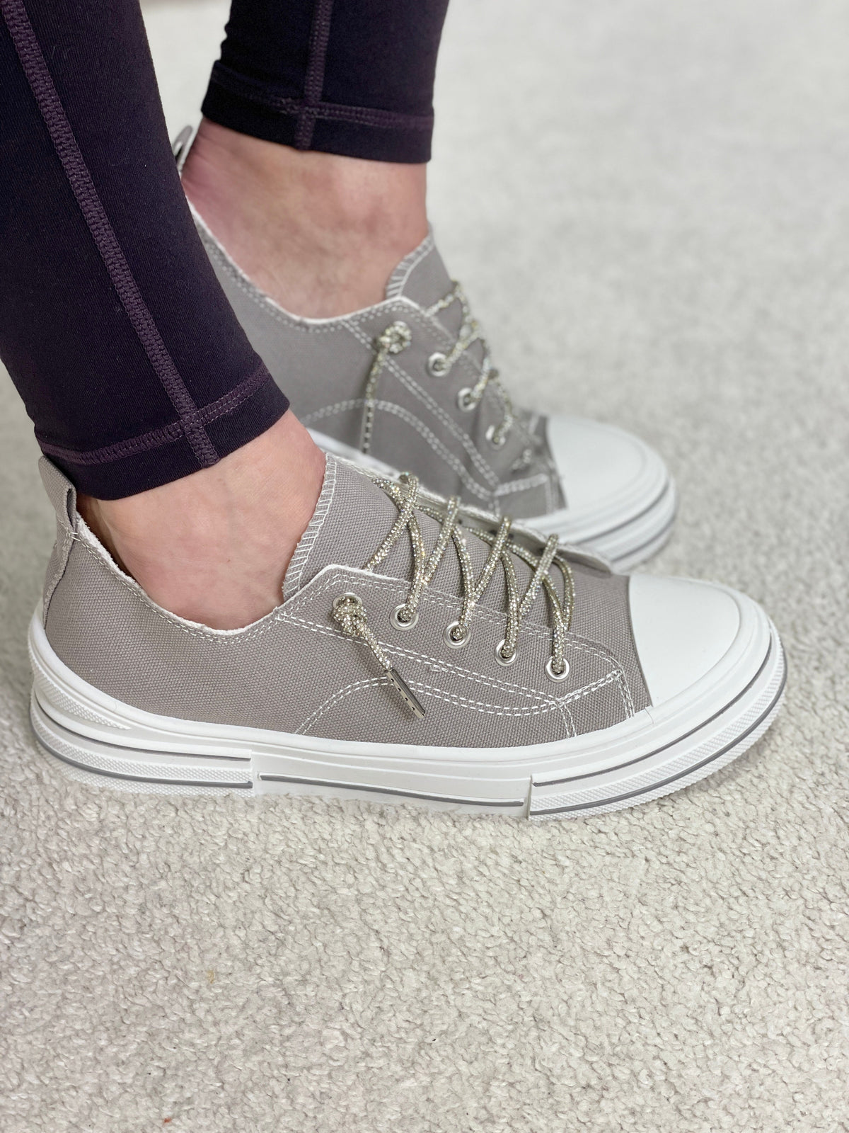 Very G Aman Grey Bling Lace Sneakers