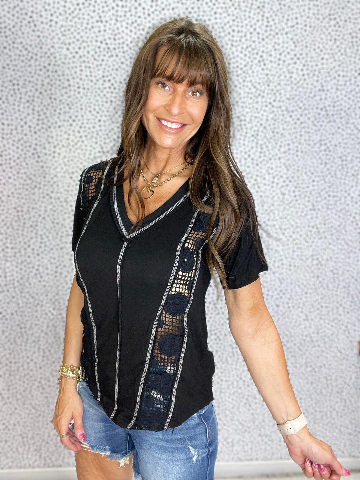 Pol Lace Meadow V-Neck Top In 3 Colors