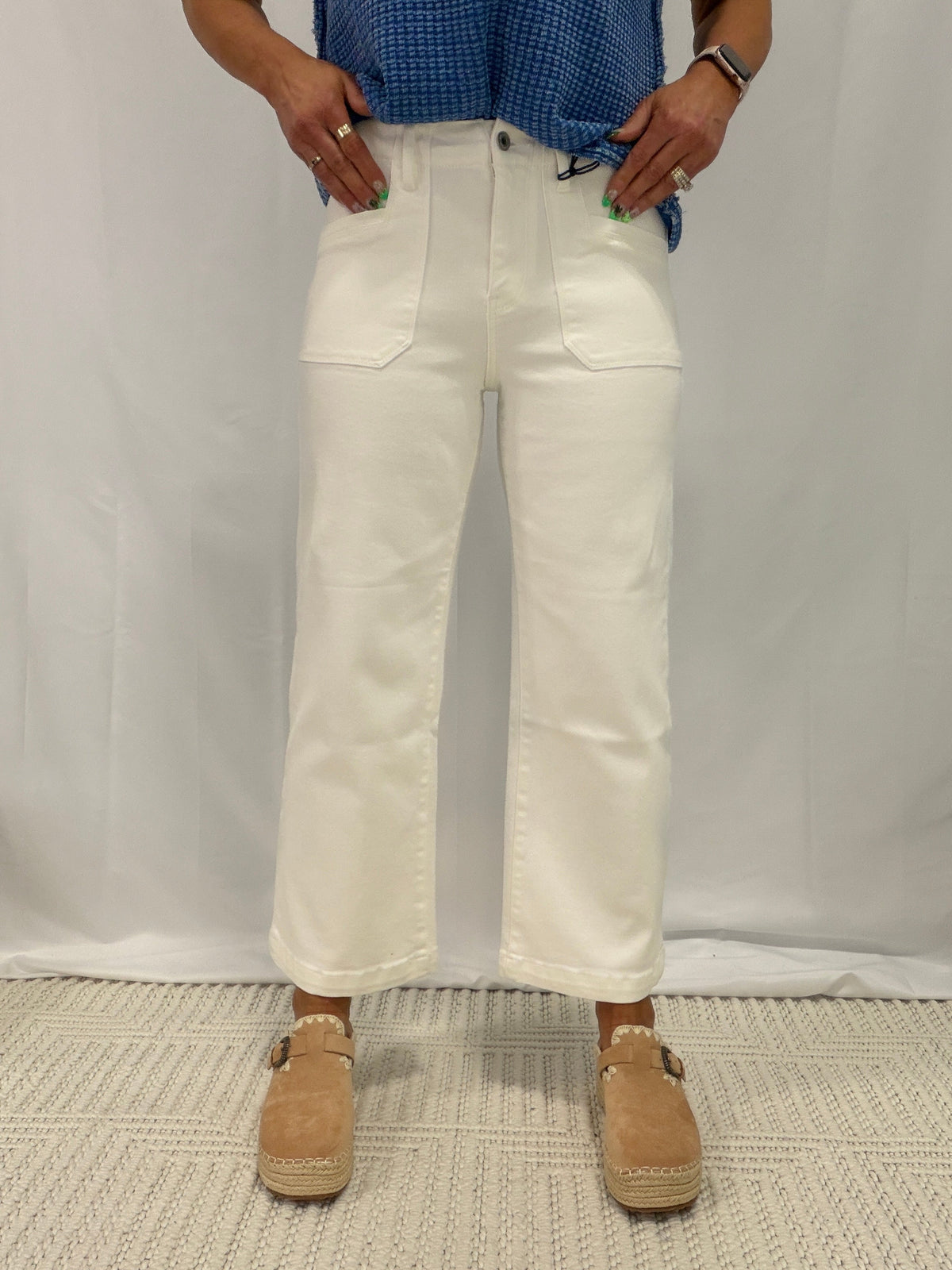 Mica Super High Wide Cropped Utility Jeans 539 In Milk *Final Sale*