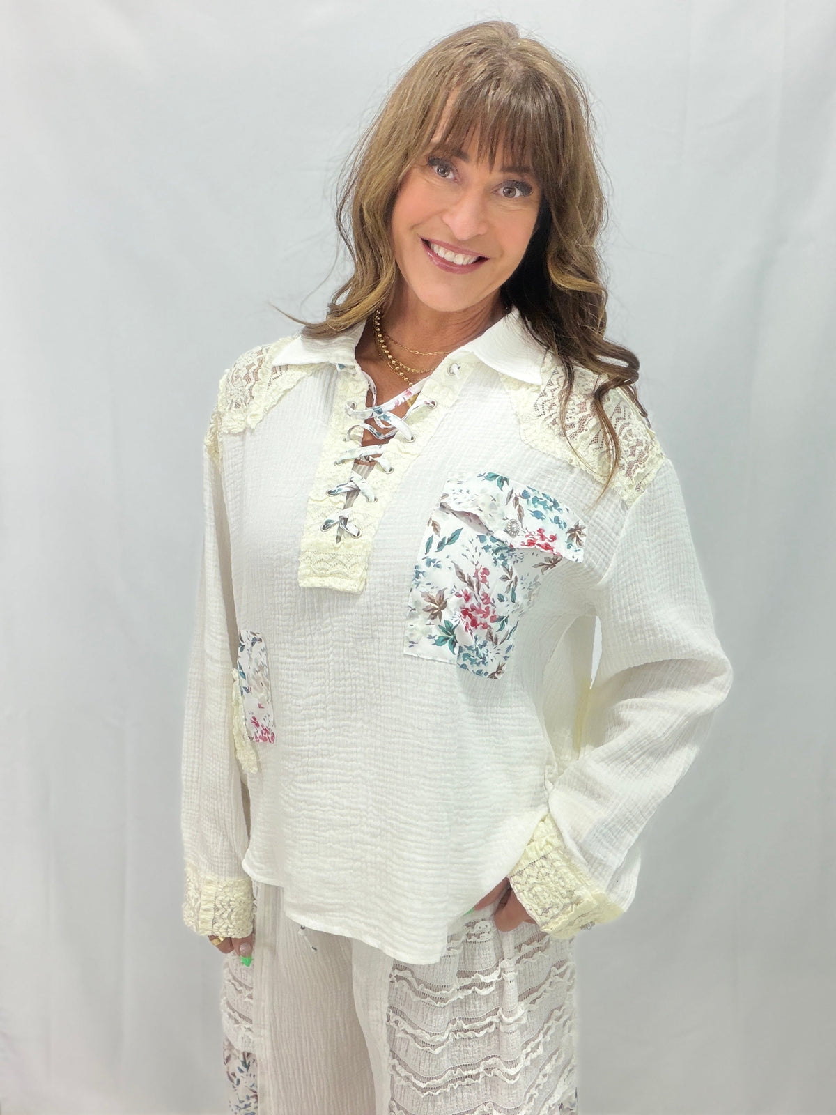 Pol Lace Meadow Patchwork Top