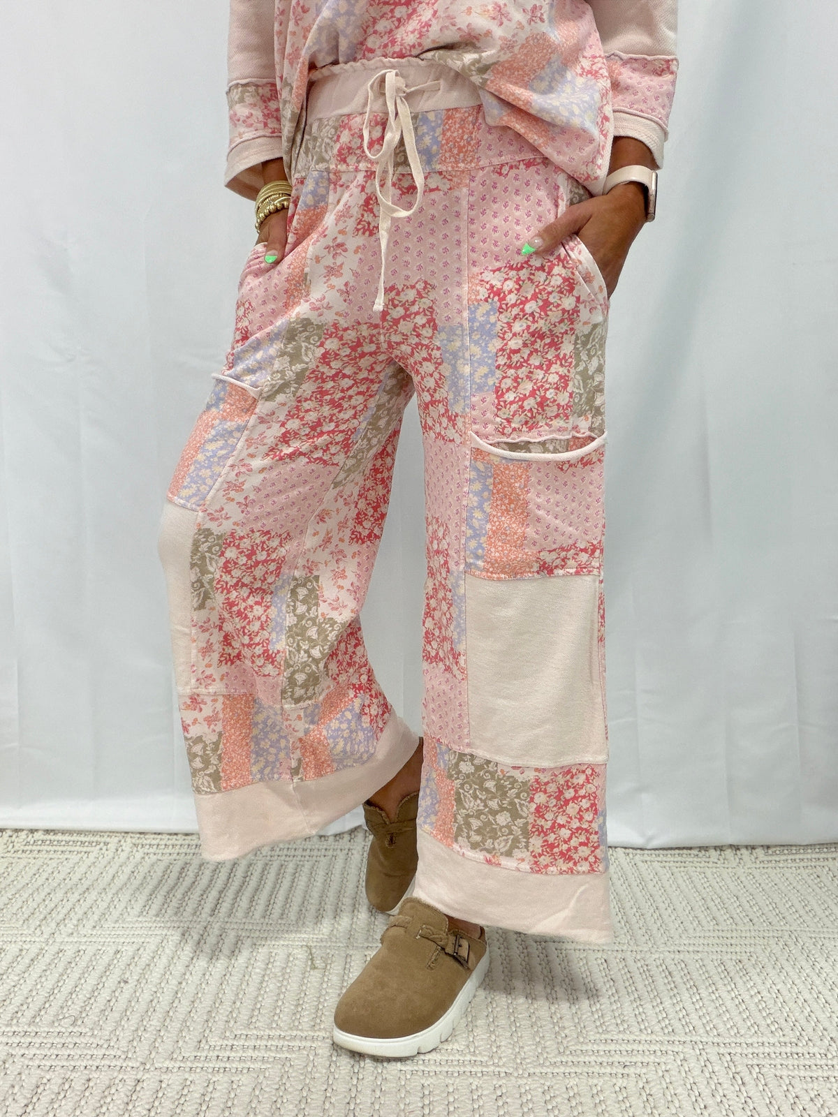 Wildflower Wander Patchwork Mineral Washed Pants In 2 Colors