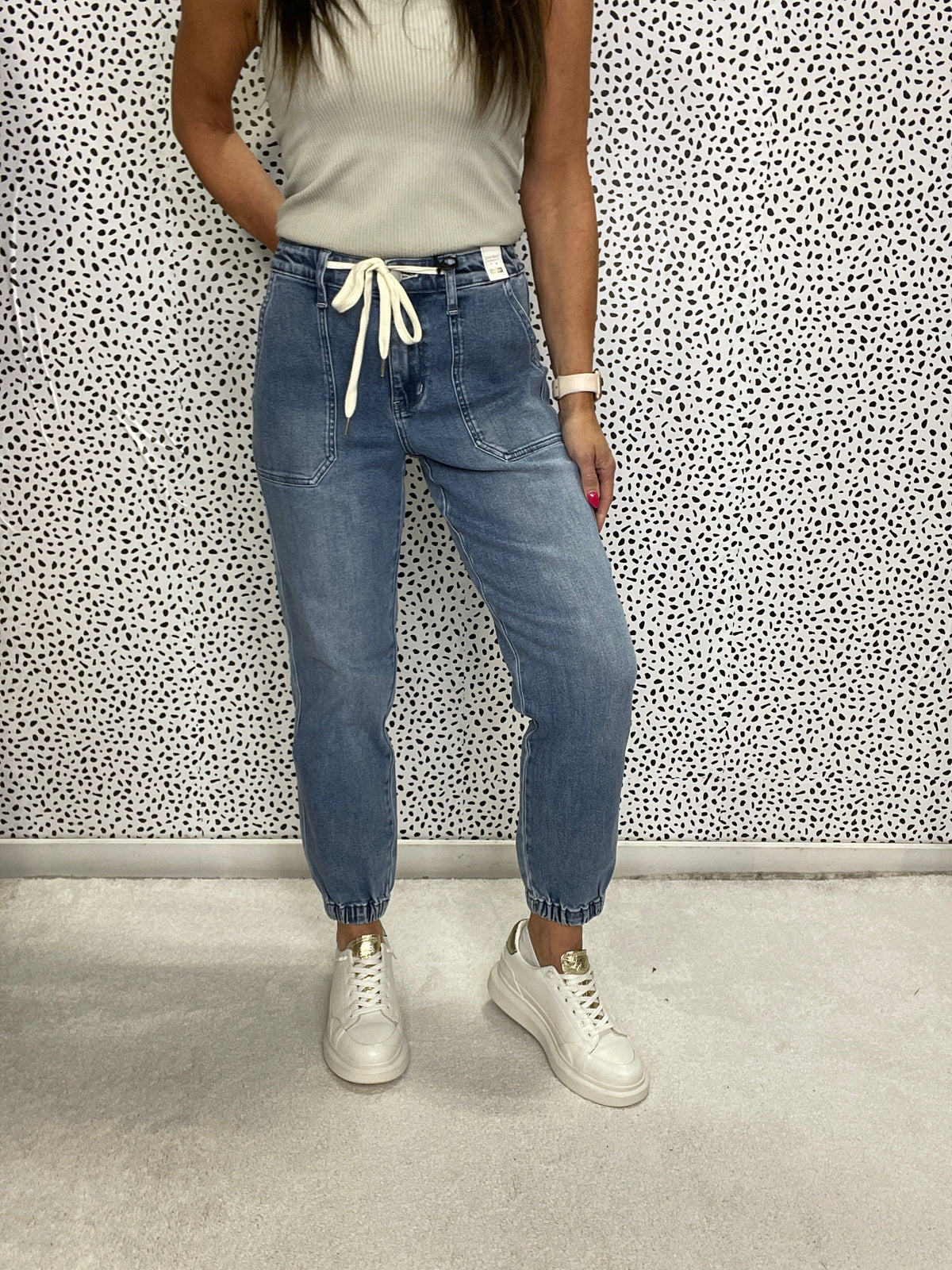 Judy Blue Macy High Rise Drawstring Jogger Jeans 948 In Medium *Final Sale*