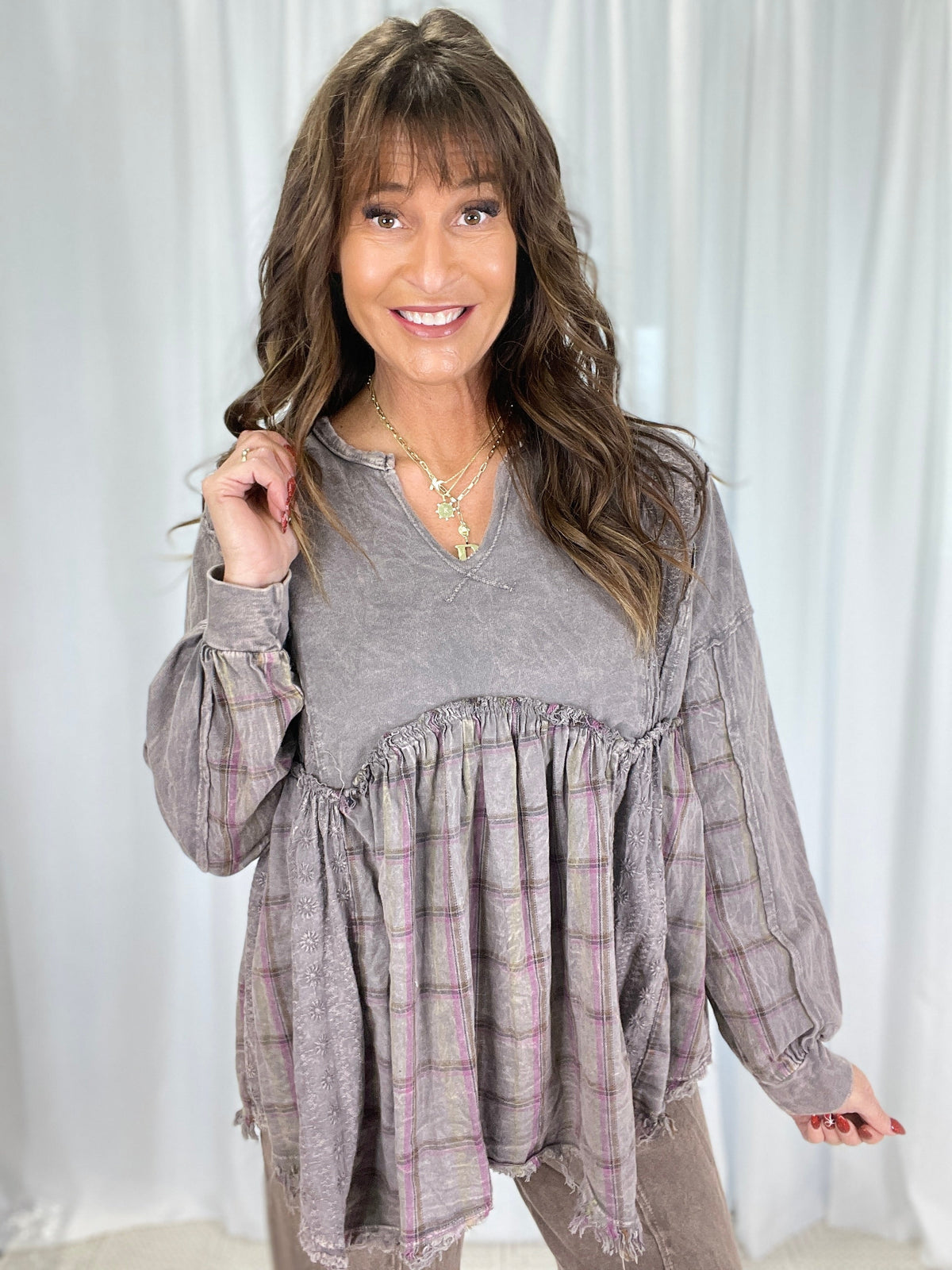Meadow Drift Plaid Tunic *Final Sale*
