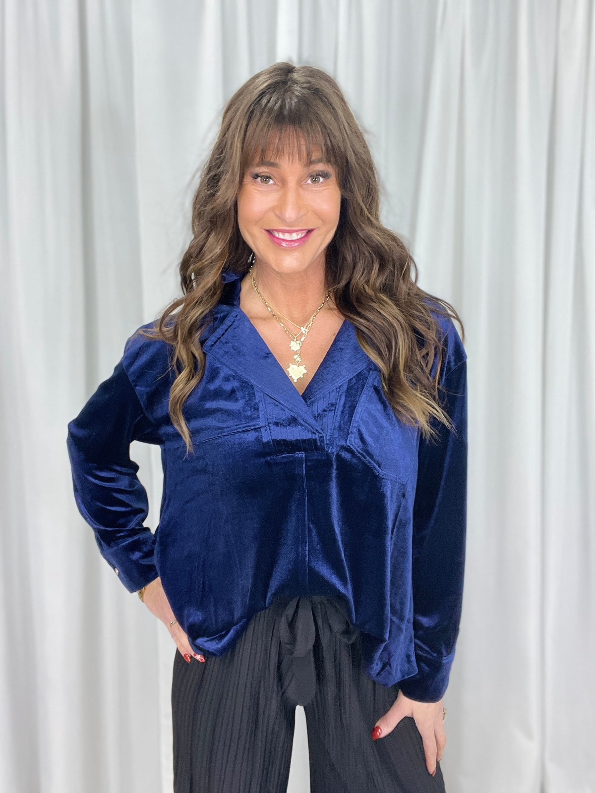 Carry Me Home Top In Navy *Final Sale*