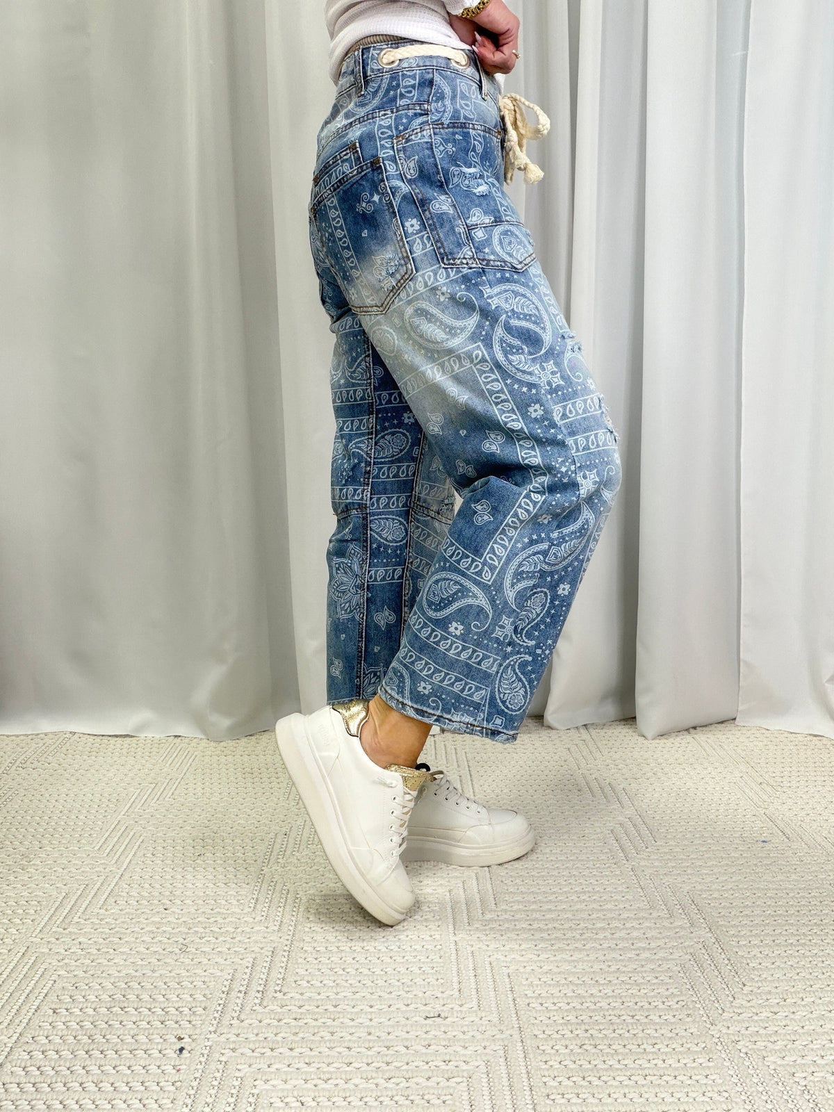 Oli & Hali Hidden Gem Paisley Print Pants In Denim