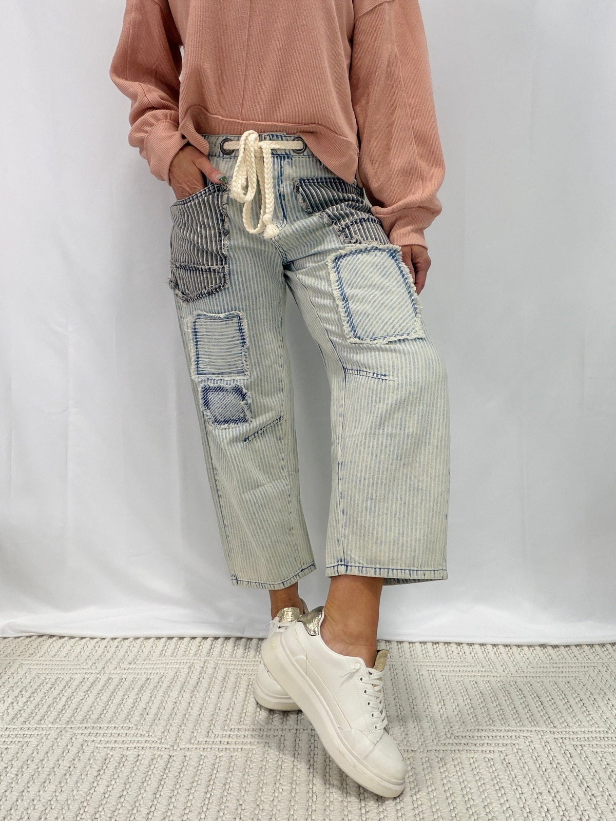 Oli & Hali Sweet Horizon Stripe Pants In Blue