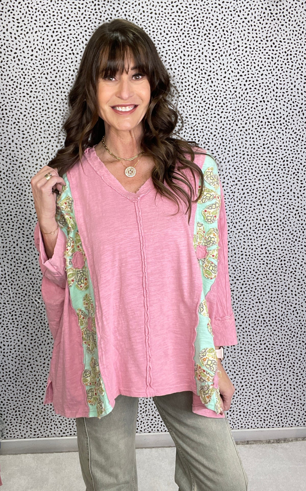 Groovy Petals Flower Patch Drop Shoulder Top In 2 Colors *Final Sale*