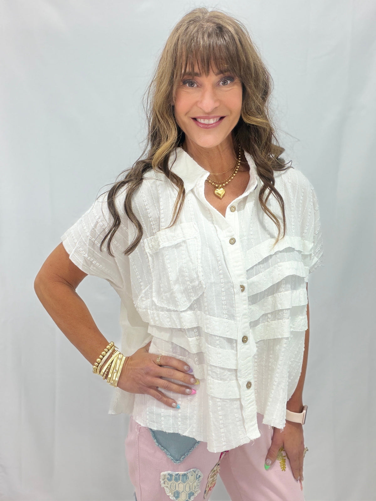 Oli & Hali Darling Daydream Short Sleeve Top In 2 Colors