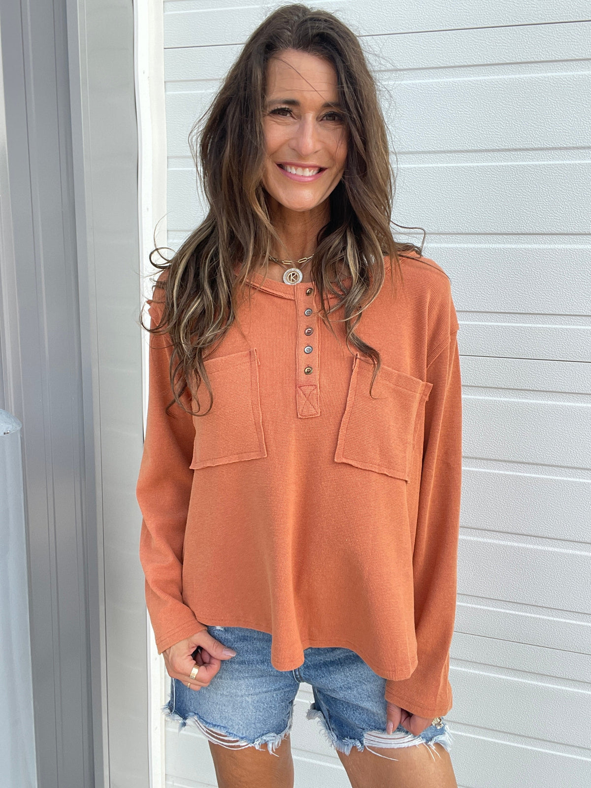 Pol Just The Way We Go Long Sleeve Top In 3 Colors: Sienna, Ivory, Charcoal *Final Sale*