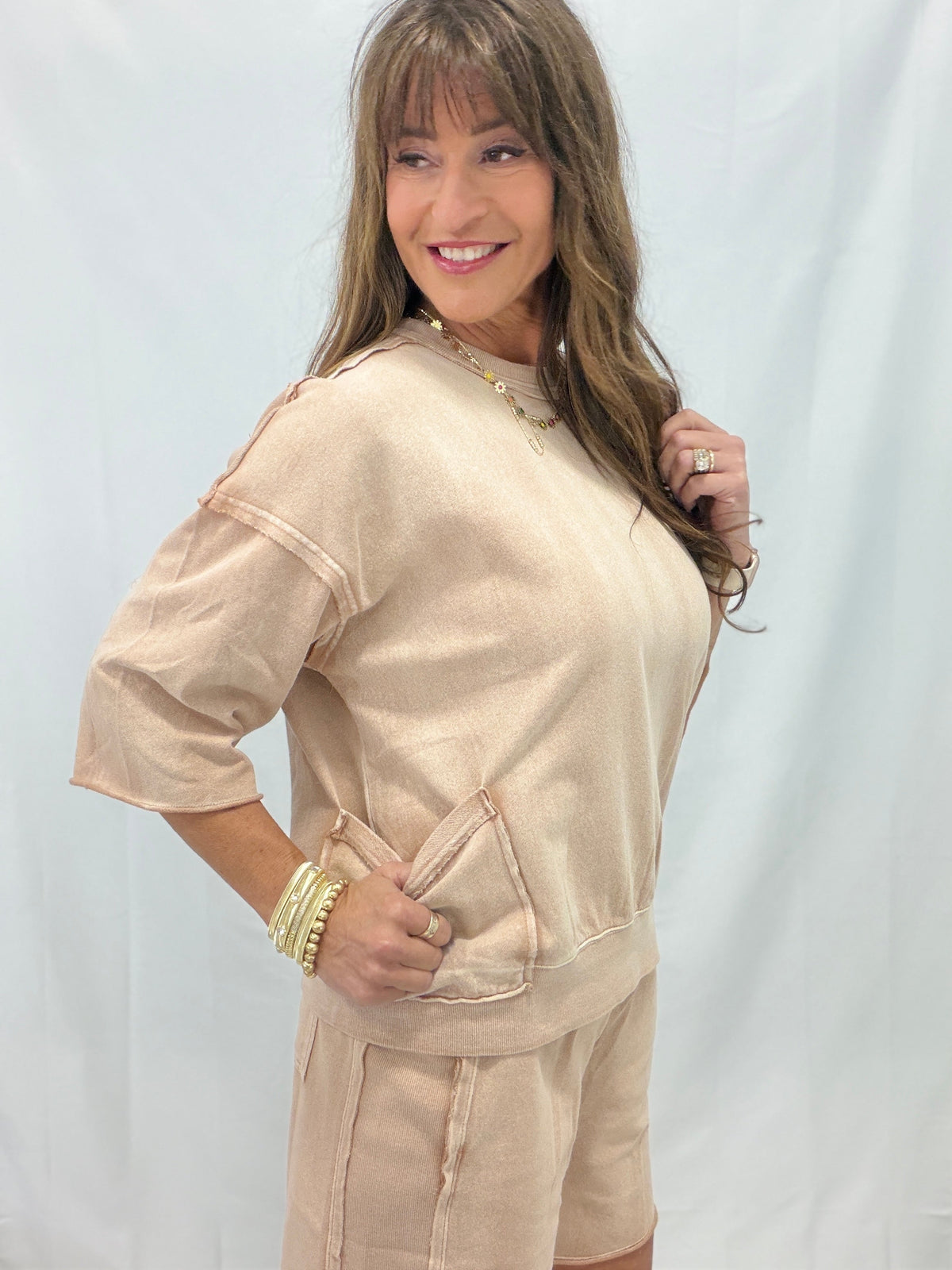 Made It To The Coast Washed Knit Terry Top In 3 Colors