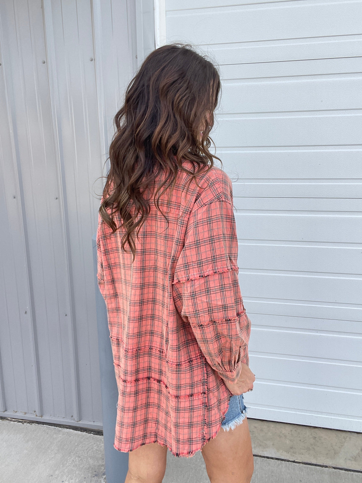 Soul Sister Mineral Washed Plaid Top In 4 Colors
