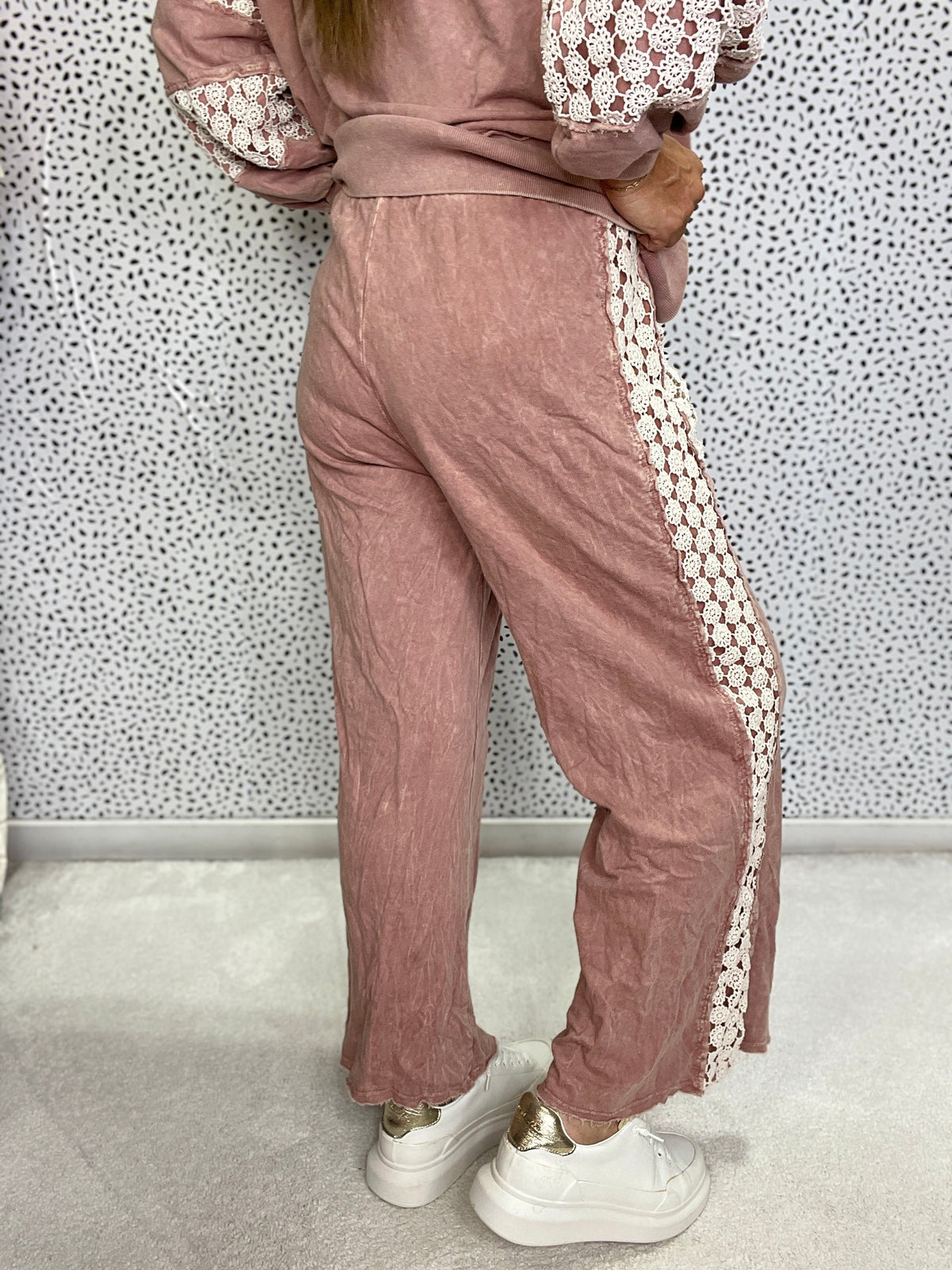 Mineral Wash Floral Daisy Trim Pants In 6 Colors