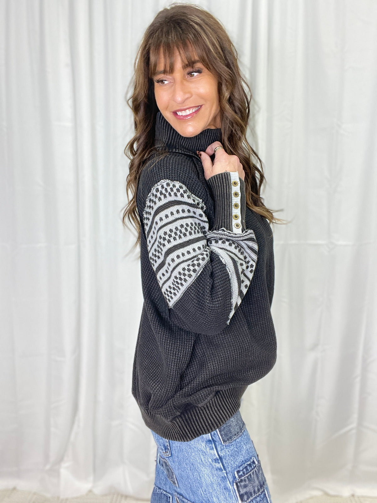 Oli & Hali Just A City Girl Mock Neck Thermal Top *Final Sale*