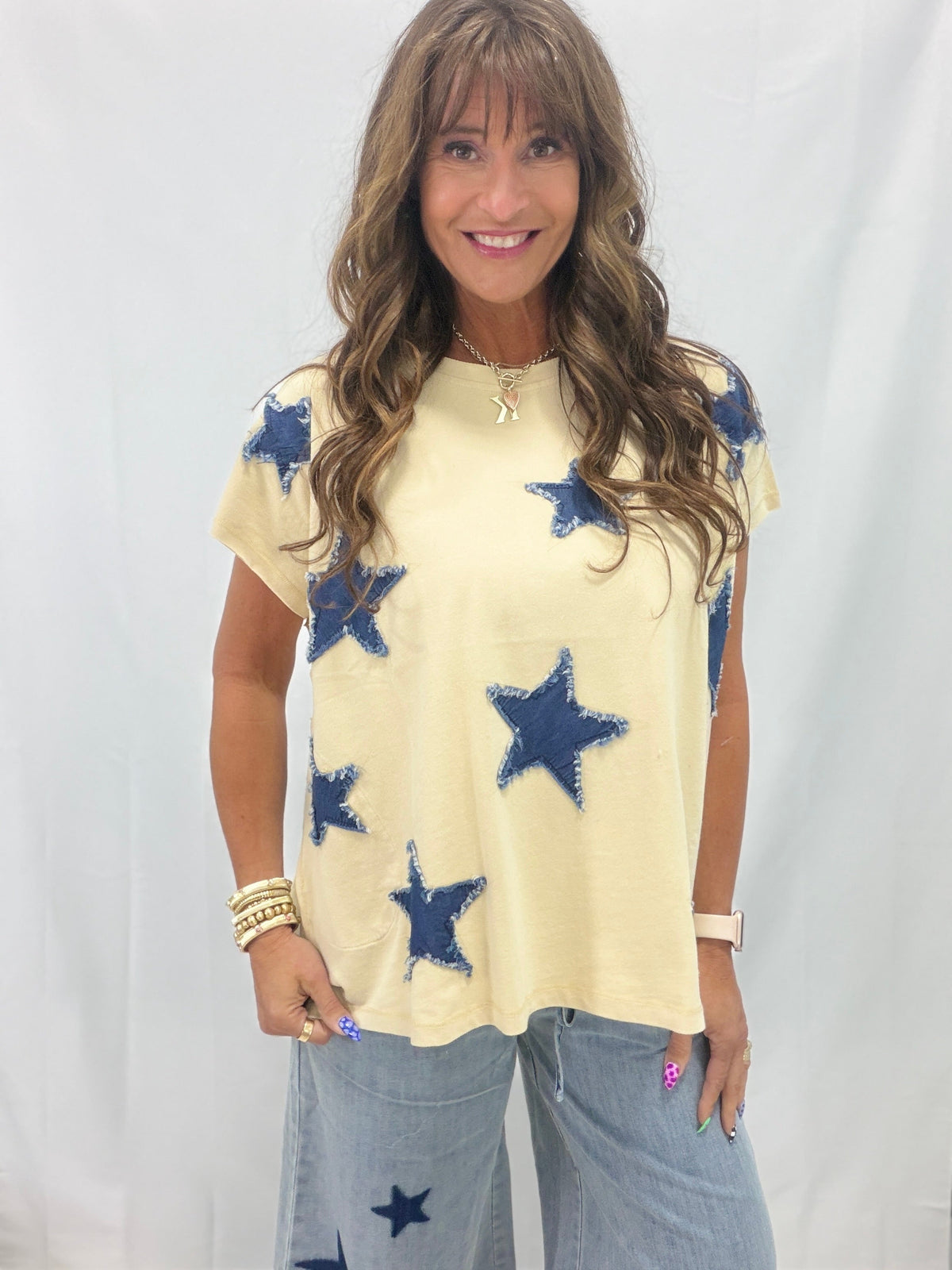 Starlight Patch Short Sleeve Tee In Natural