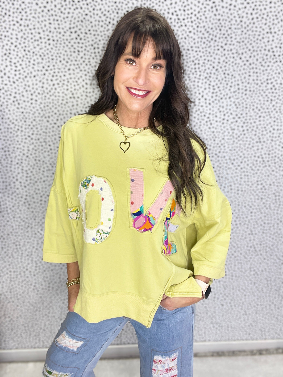 Love All Around Love Patch Terry Knit Pullover In 6 Colors