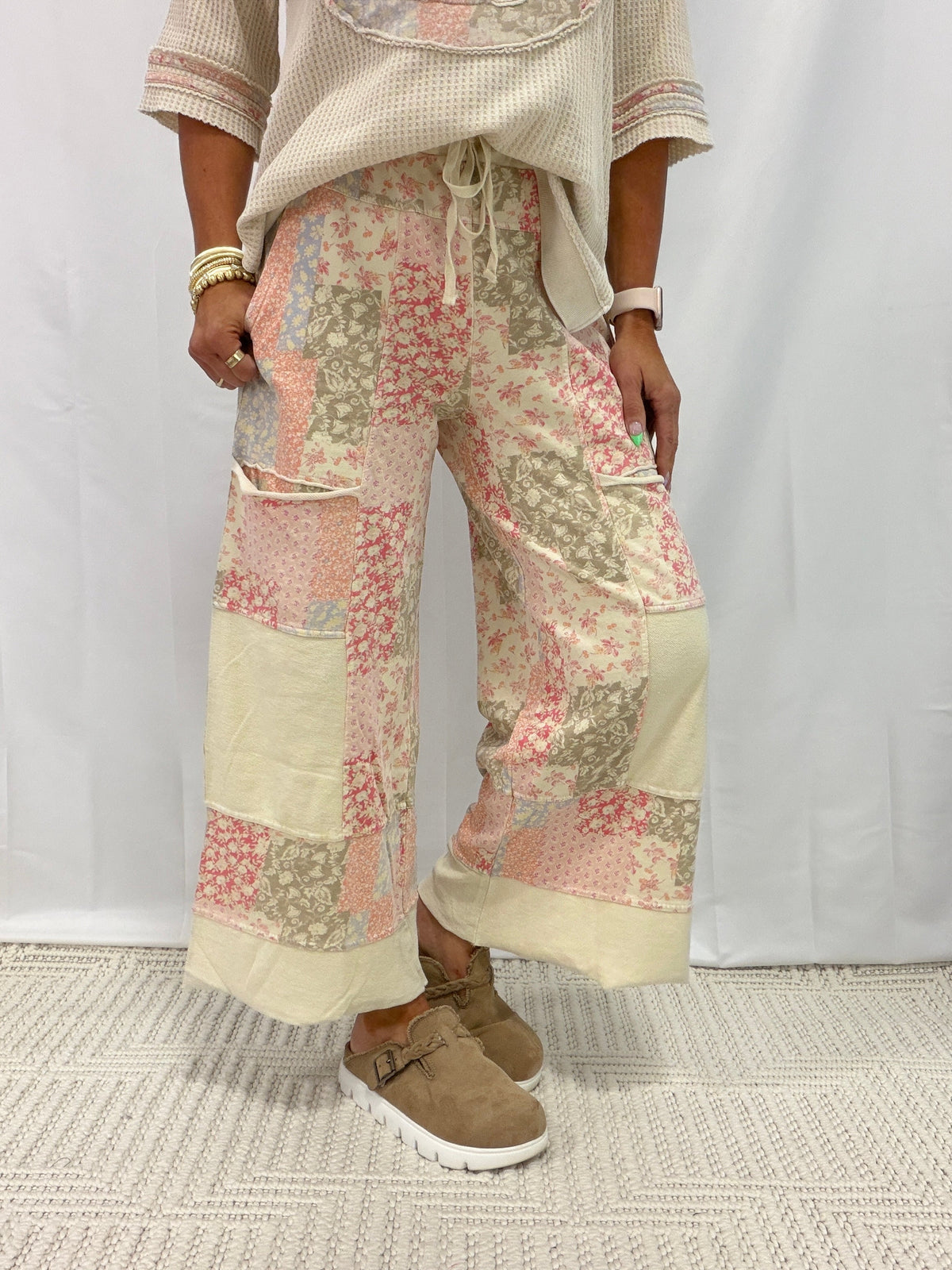Wildflower Wander Patchwork Mineral Washed Pants In 2 Colors