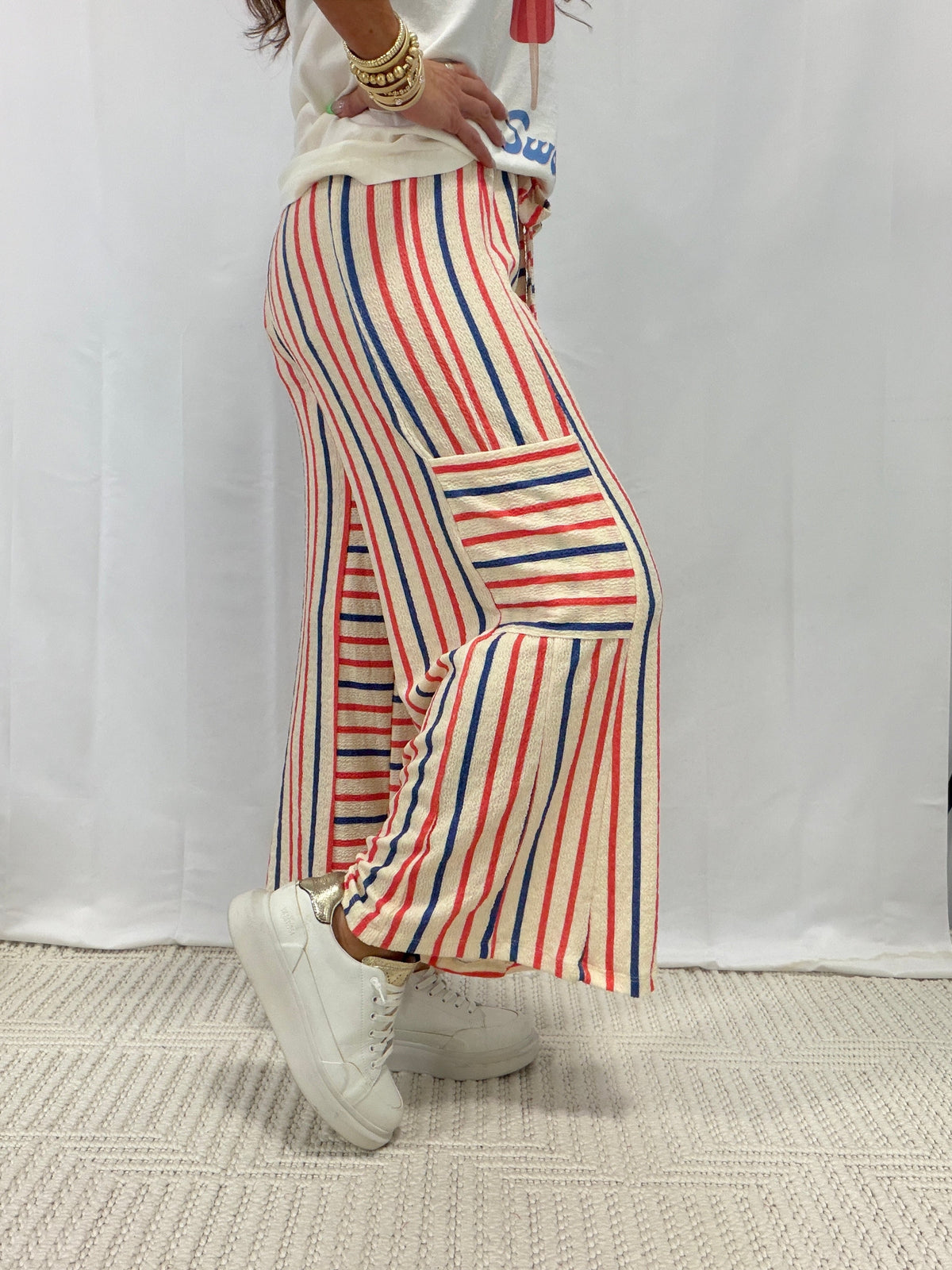 Back Together Striped Pants In Red/Blue