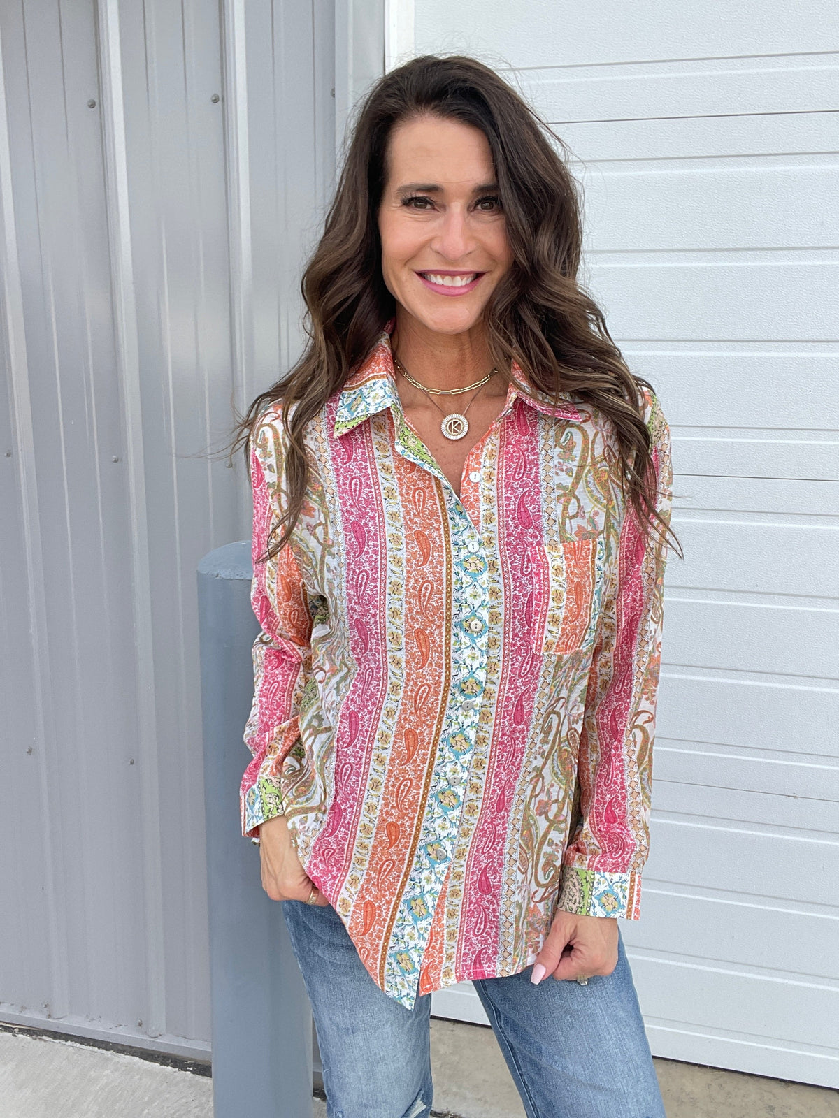 POL Mixed Emotions Vintage Washed Patterned Woven Shirt *Final Sale*