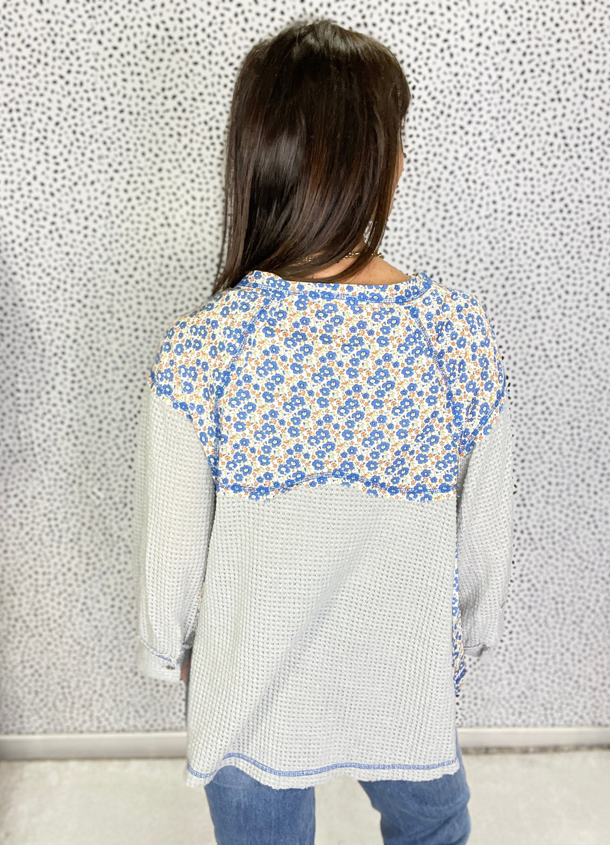 POL Pretty Posies Floral Contrast Balloon 3/4 Sleeves *Final Sale*