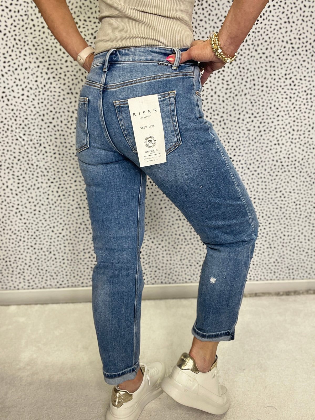 Risen Kaleigh High Rise Ankle Boyfriend Distressed Jeans 013 In Medium