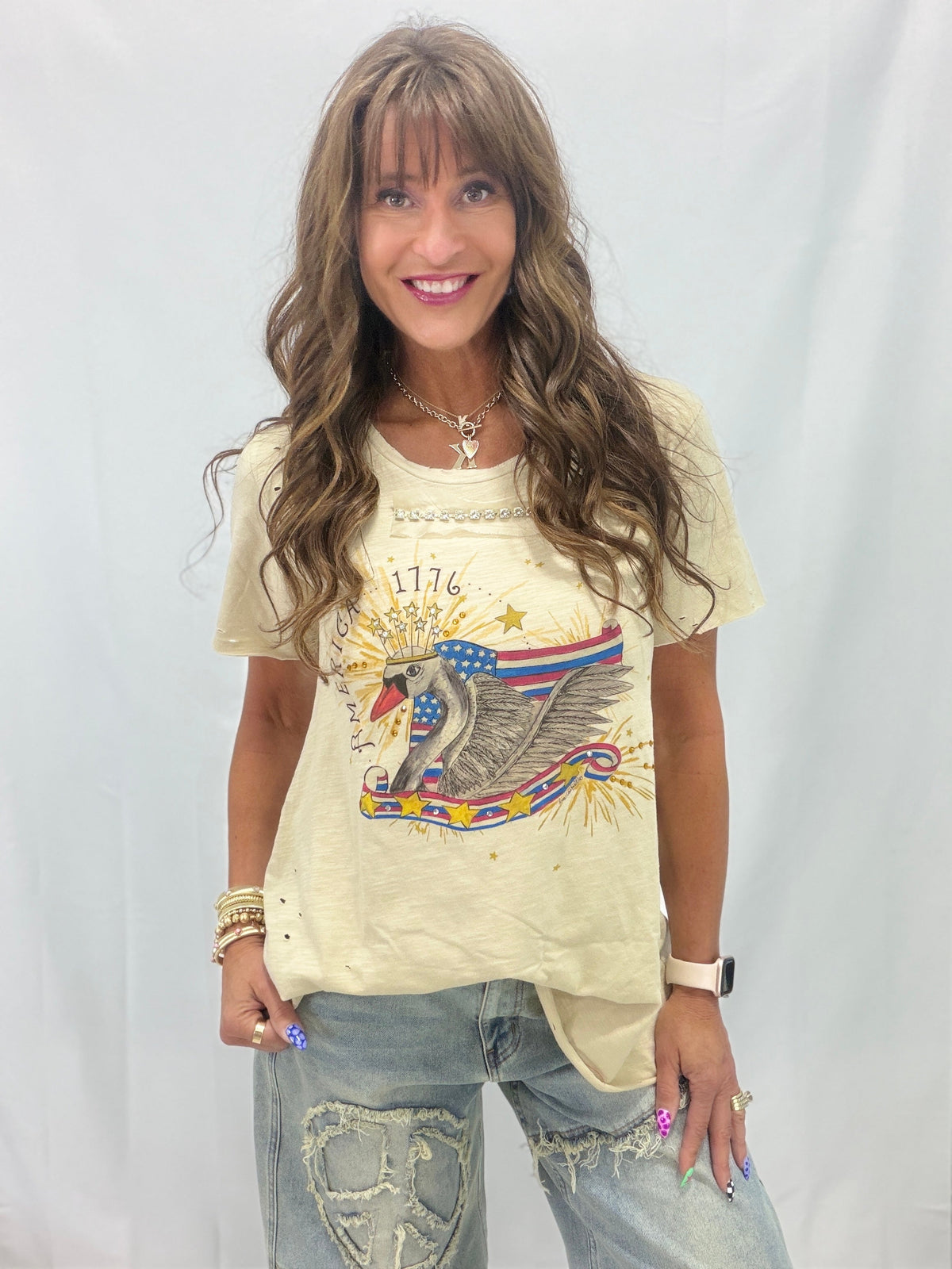 America 1776 Swan Tattered Tee