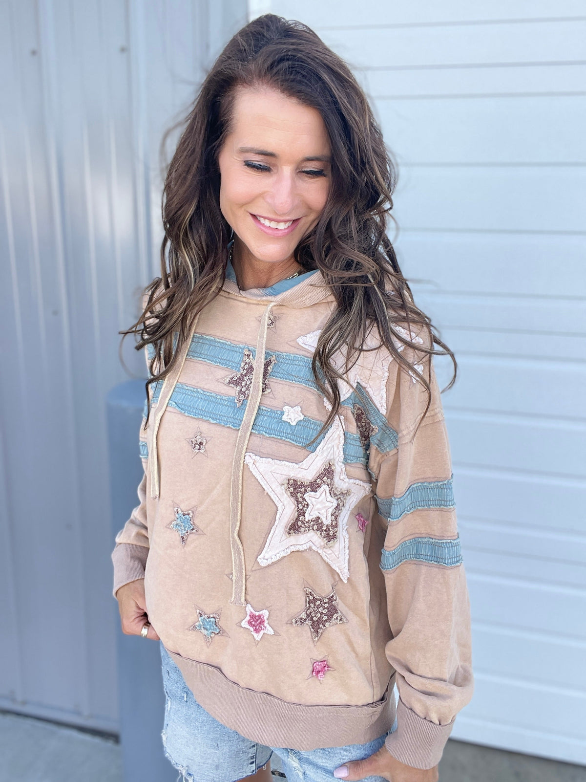 Oli & Hali Stellar Vibes Mineral Washed Hoodie In 2 Colors: Mocha, Dark Brown *Final Sale*