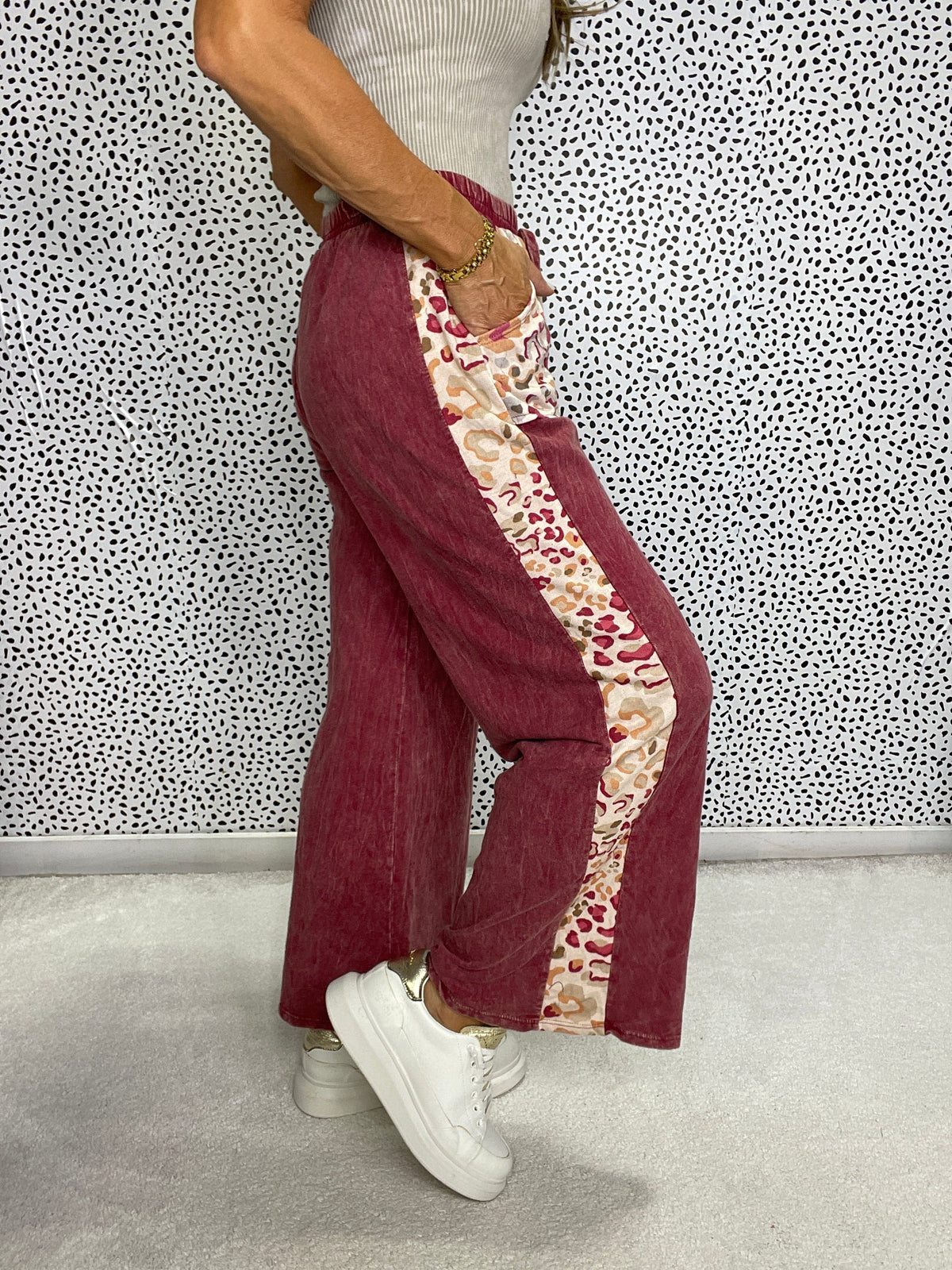 Not Sorry Wide Leg Pants In Burgundy *Final Sale*