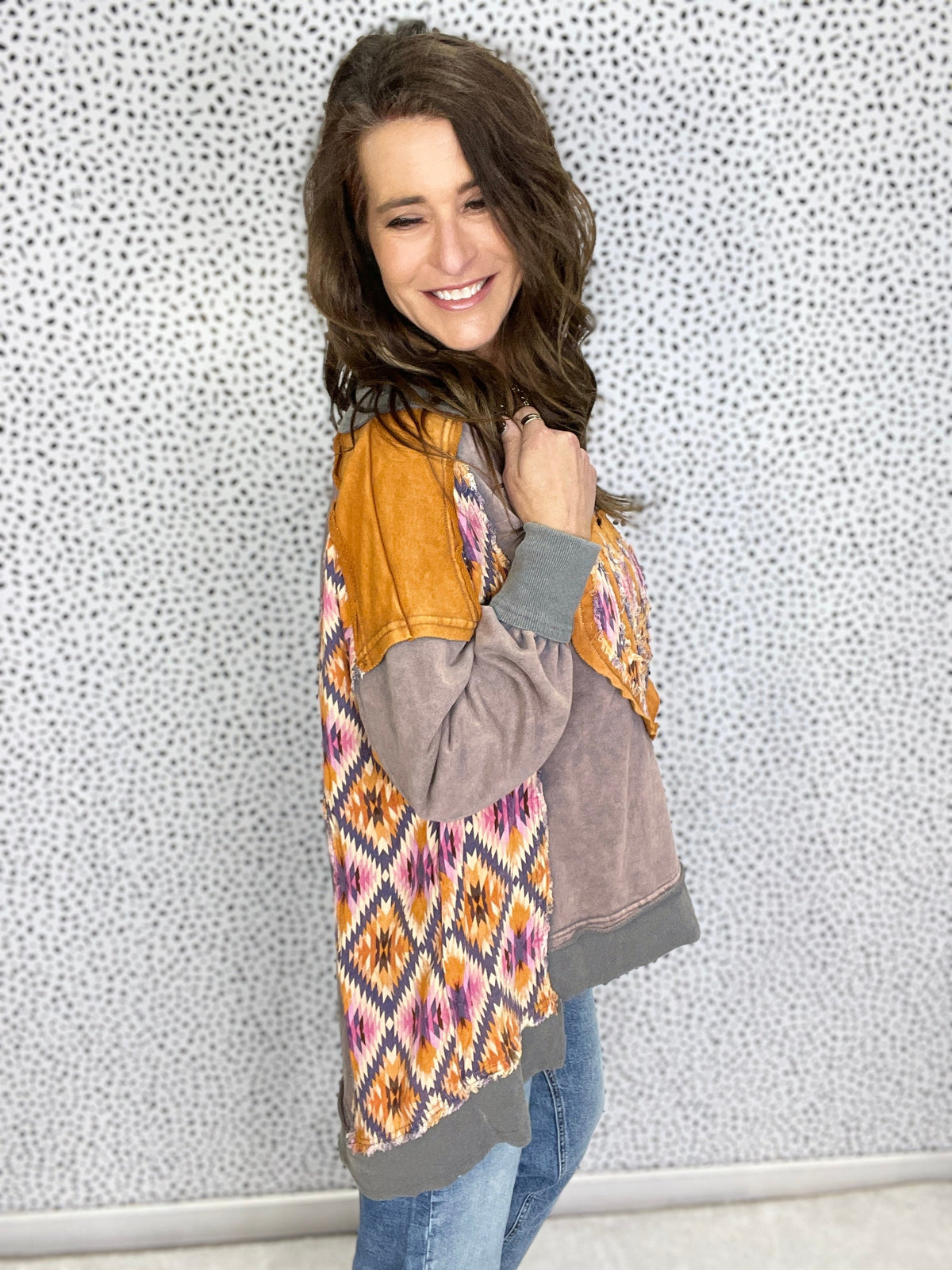 Oli & Hali All Heart And Love Washed Top In Slate